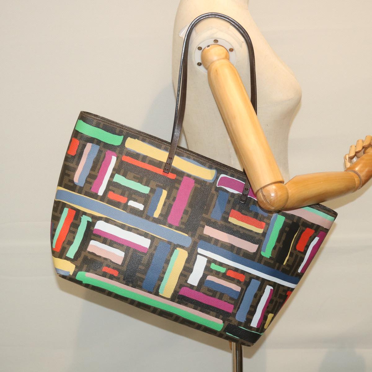 FENDI Zucca Canvas Tote Bag PVC Leather Brown Multicolor 58632