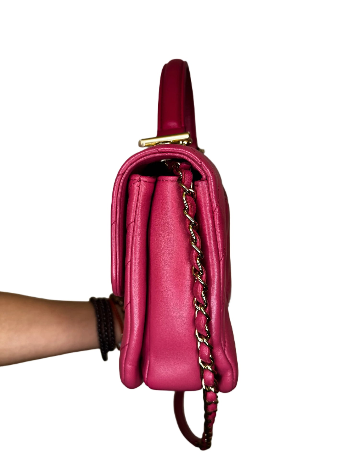 Chanel Chevron CC Dark Pink Quilted Bag B24-86