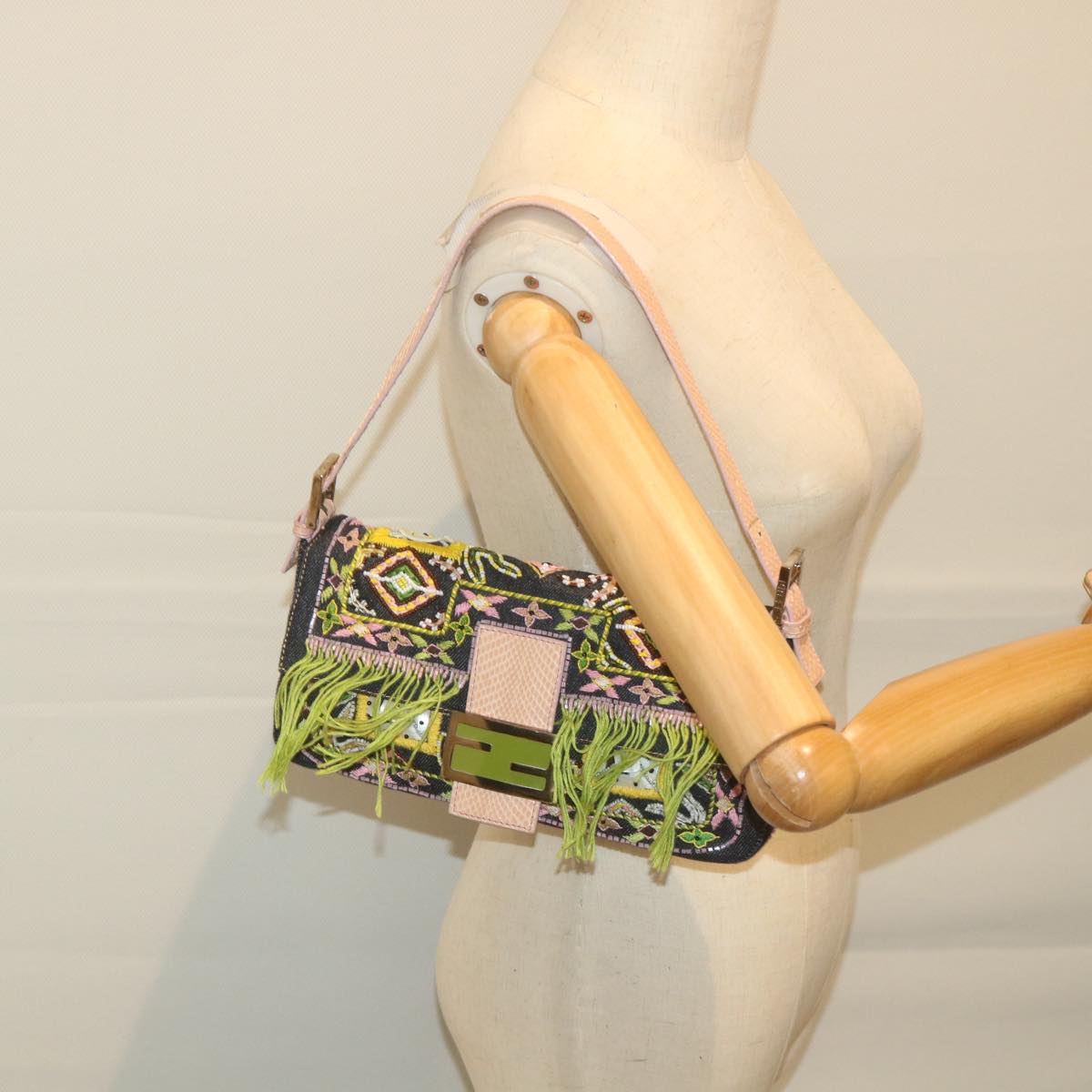 FENDI Mamma Baguette Shoulder Bag Denim Navy 59814A
