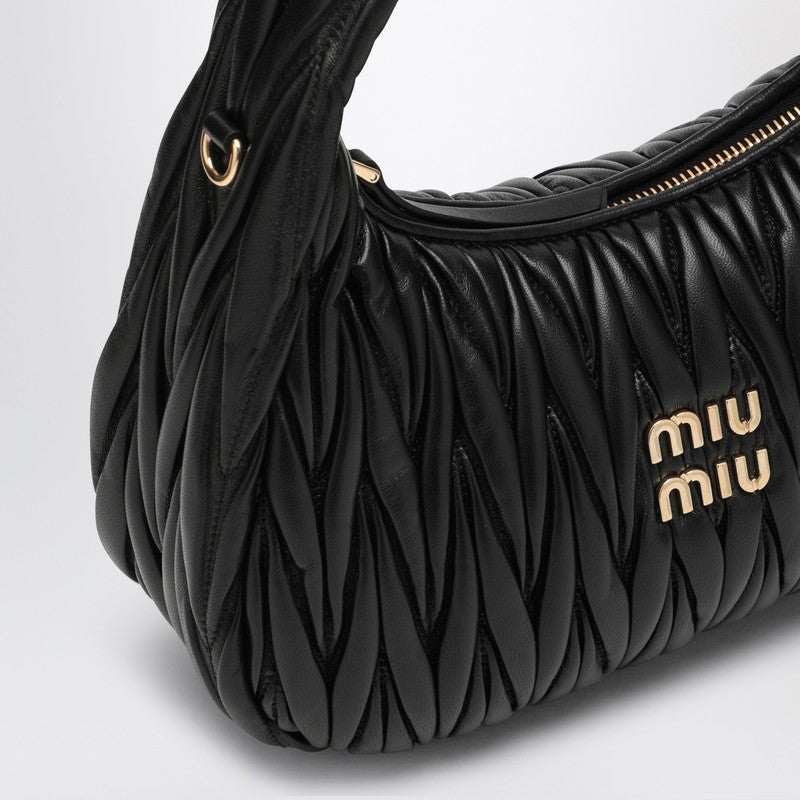 Miu Miu Miu Wander Black Matelassé Bag Women