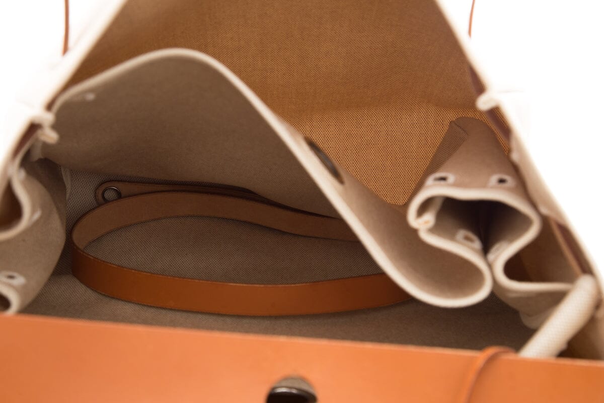 Hermès Brown Toile Herbag Backpack/ Handbag