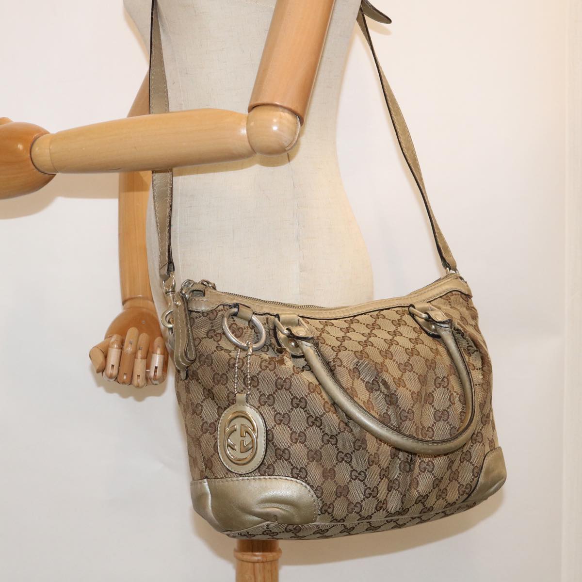GUCCI GG Canvas Tote Bag Beige 247902 60786