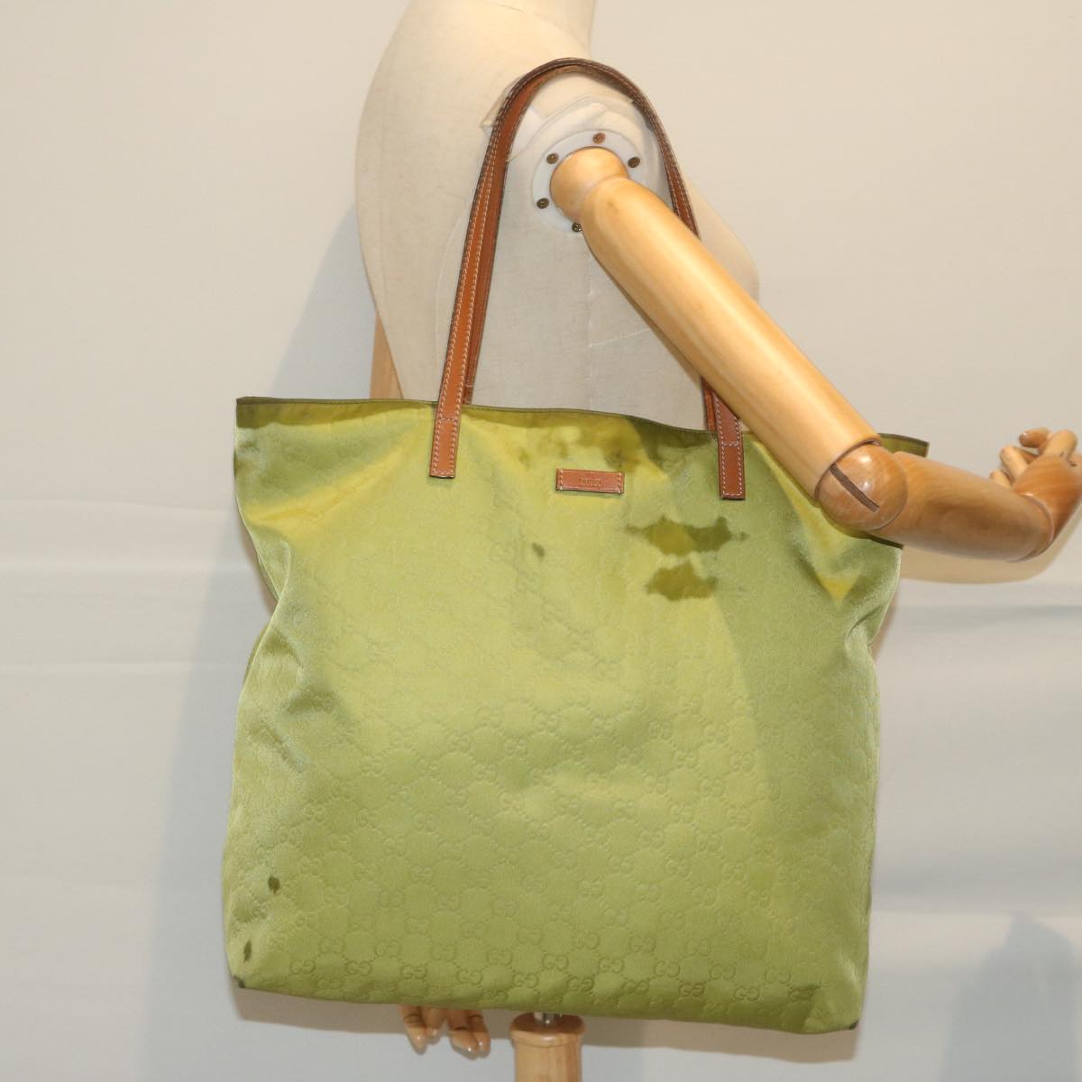 GUCCI GG Canvas Tote Bag Green 295252 60789