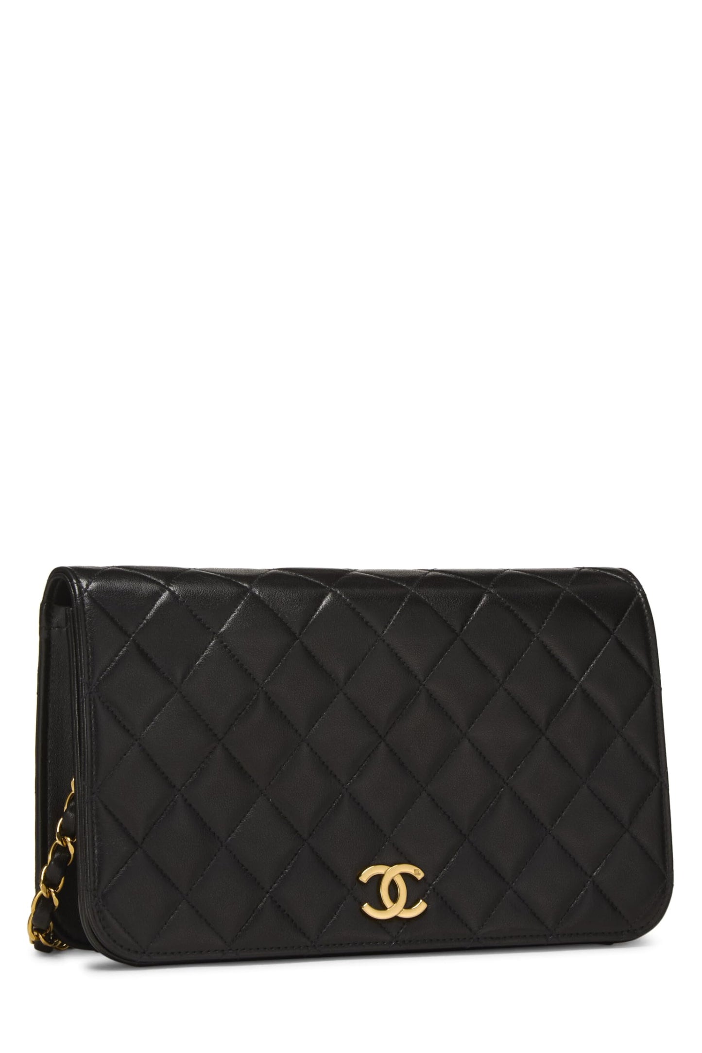 Chanel, Black Quilted Lambskin Snap Full Flap Small, Black