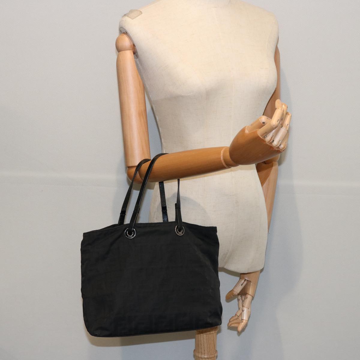 FENDI Zucca Canvas Hand Bag Black 61642