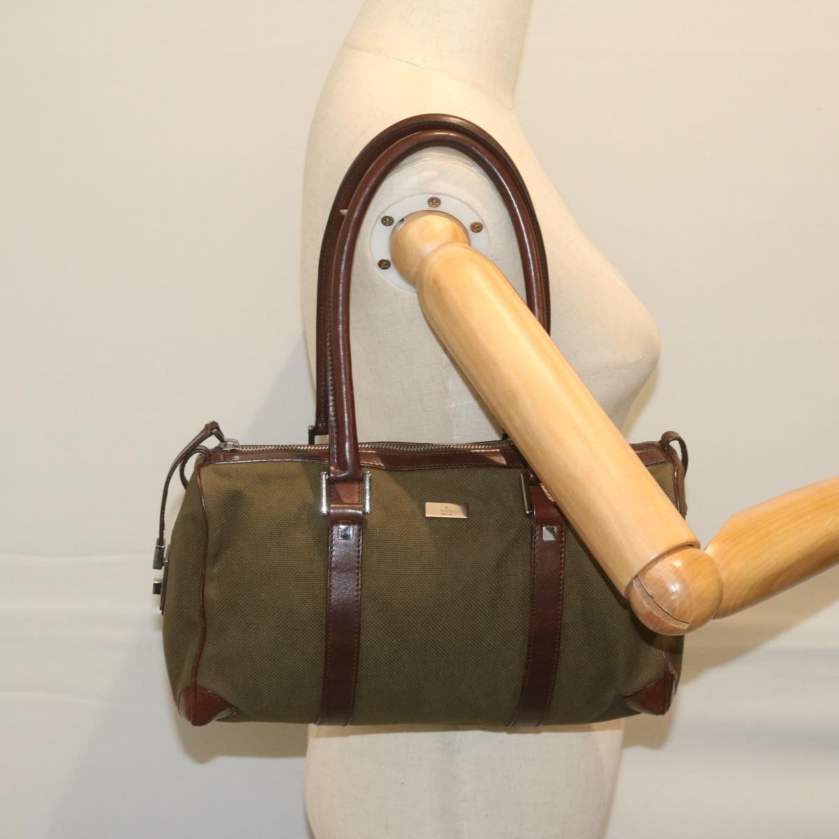 GUCCI Hand Bag Canvas Khaki 30458 61658