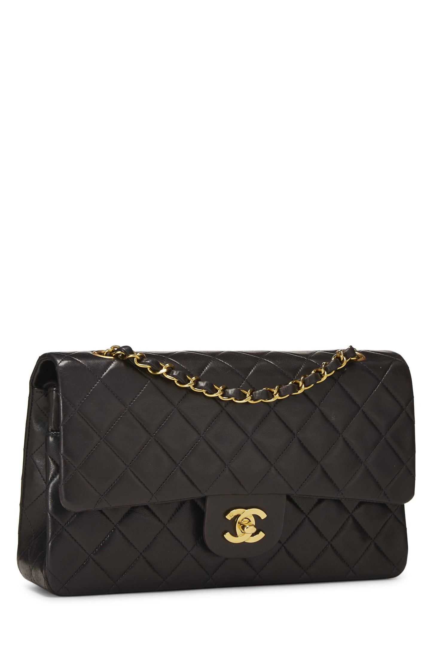 Chanel, Black Quilted Lambskin Classic Double Flap Medium, Black