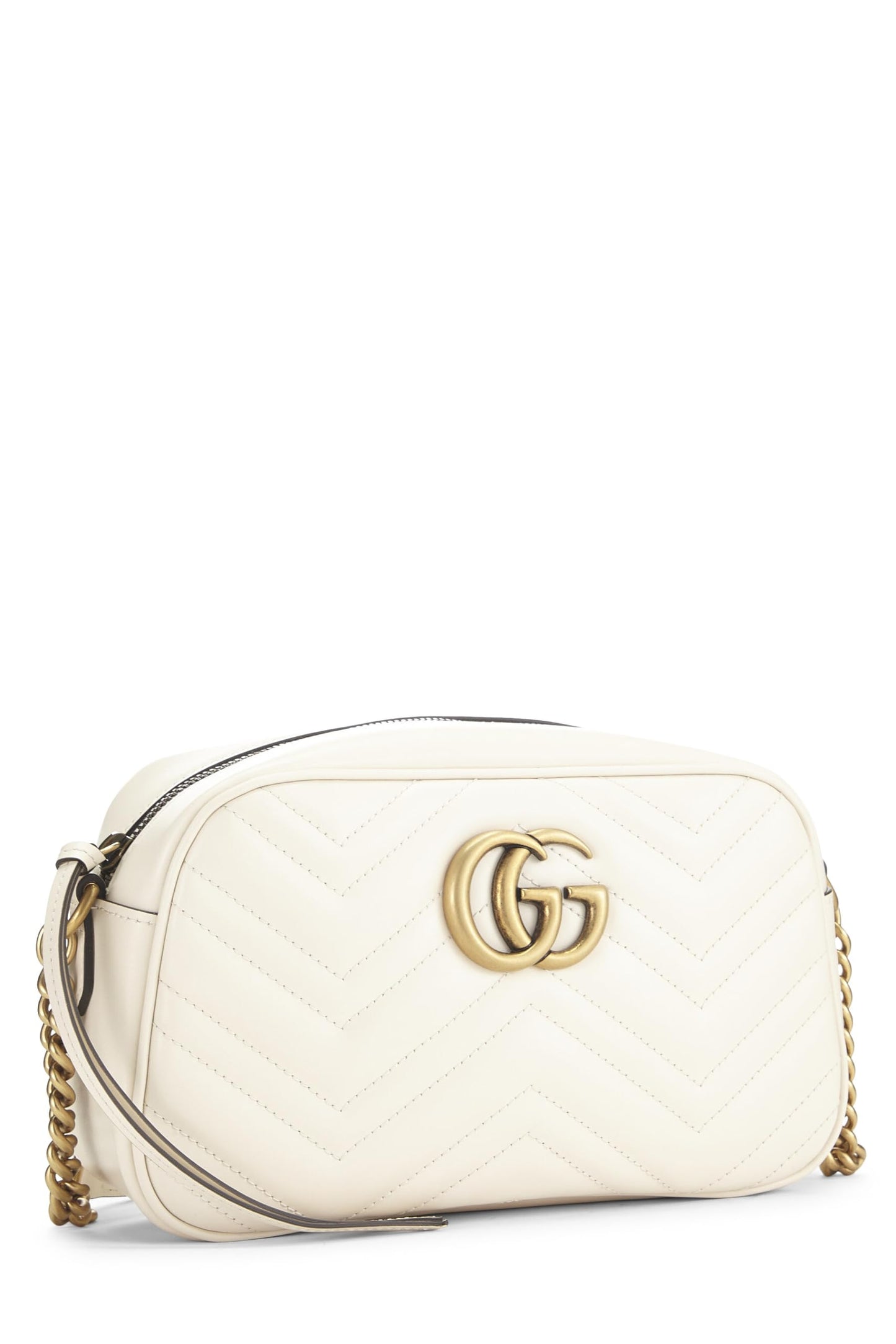 Gucci, White Leather GG Marmont Crossbody Small, White