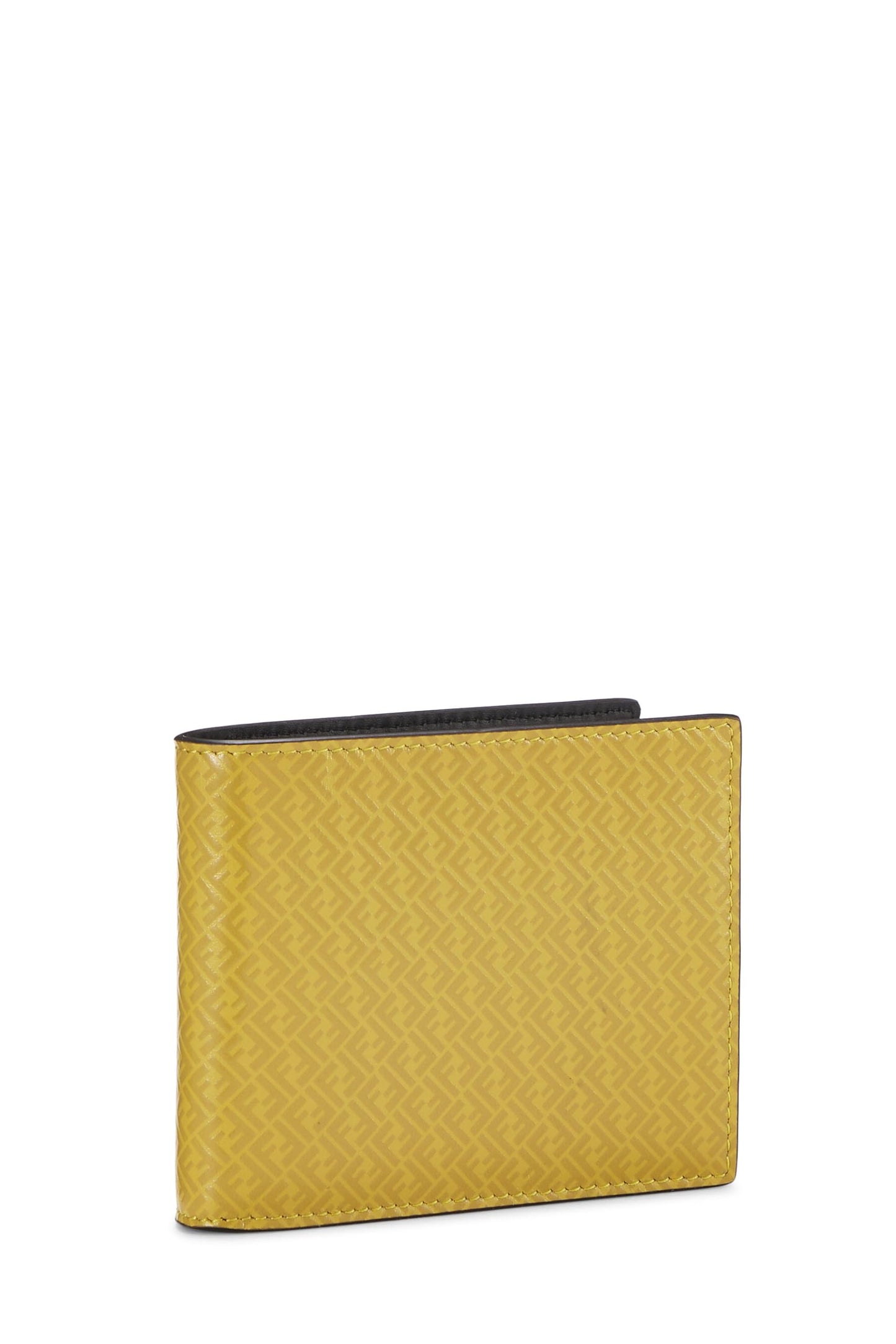 Fendi, Yellow Zucchino Leather Bi-fold Wallet, Yellow