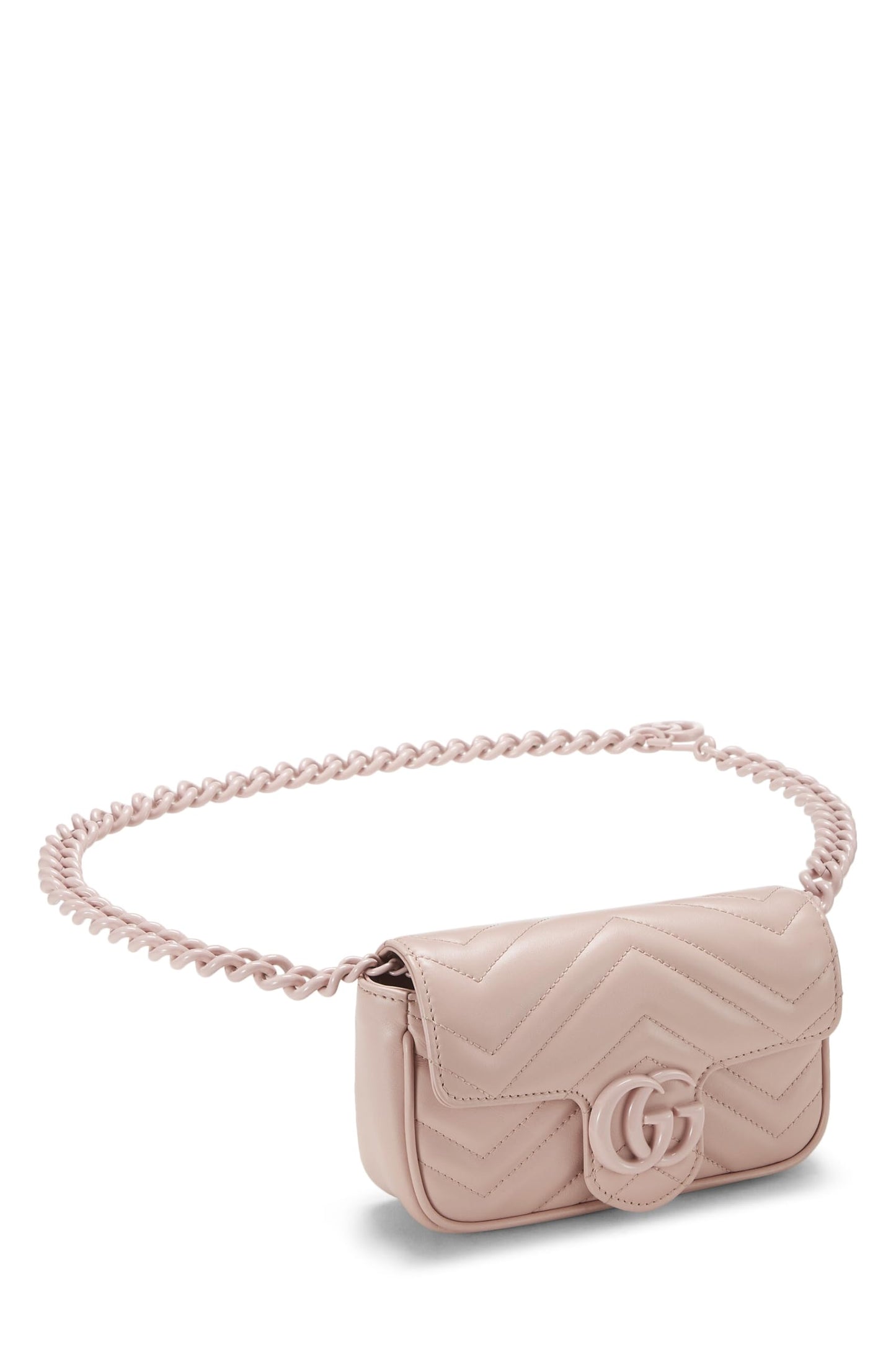 Gucci, Pink Chevron Leather GG Marmont Belt Bag, Pink
