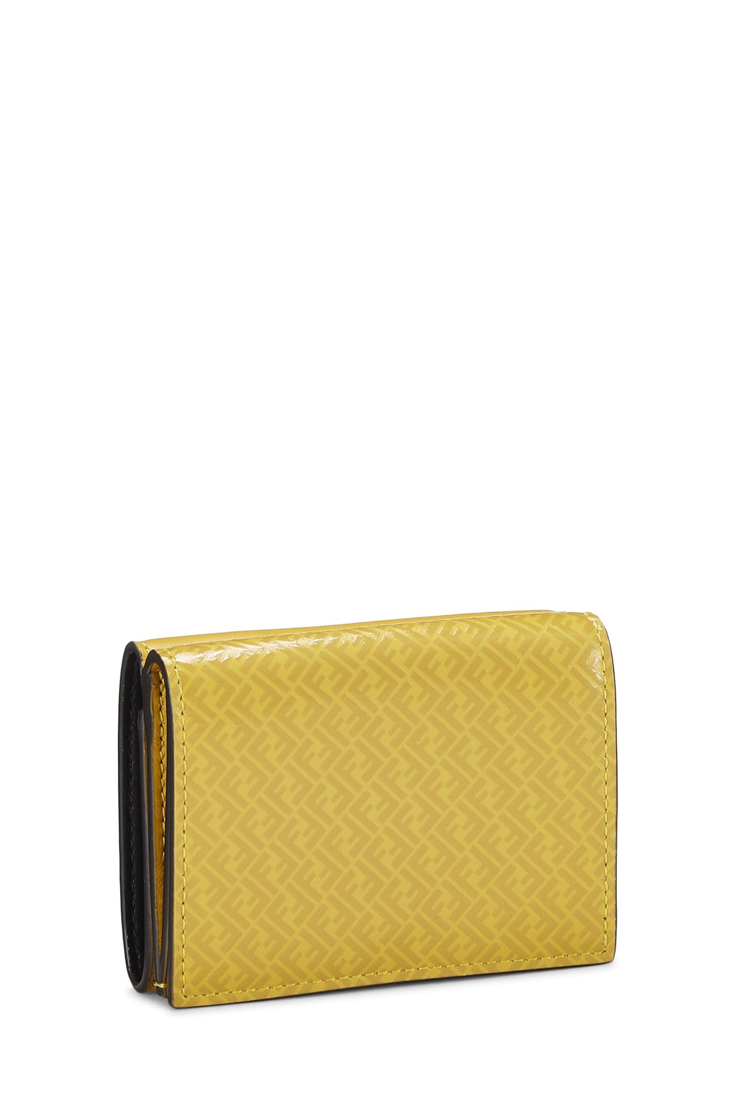 Fendi, Yellow Zucchino Leather Trifold Wallet, Yellow