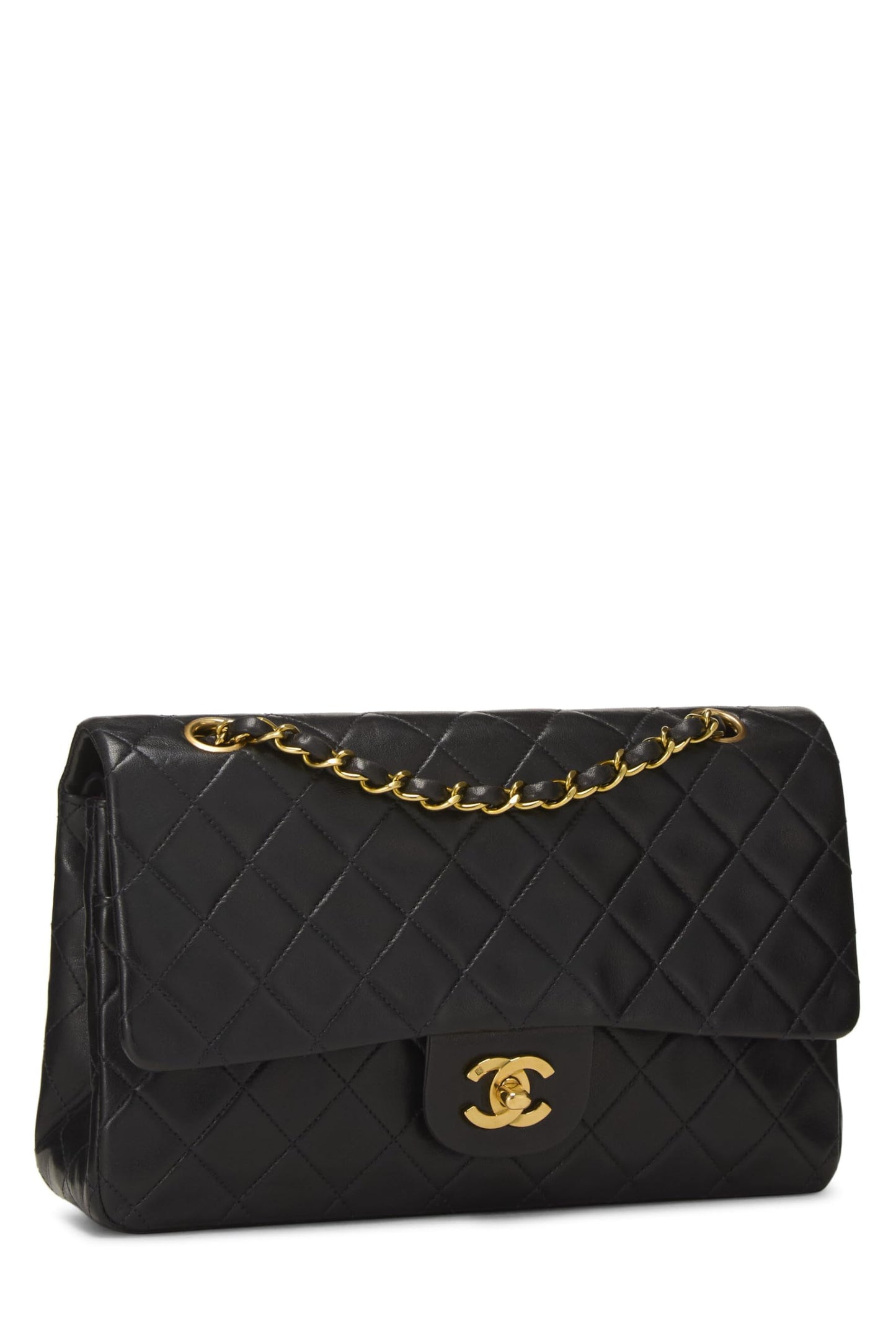 Chanel, Black Quilted Lambskin Classic Double Flap Medium, Black