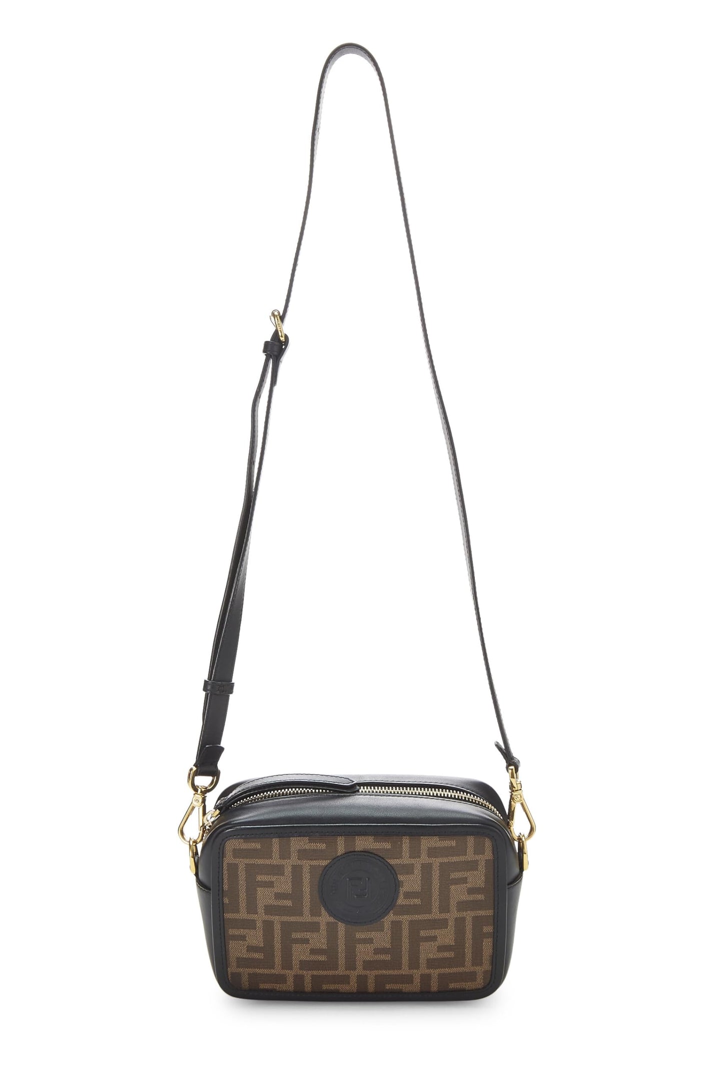 FENDI, Black Zucca Coated Canvas Camera Bag Mini, Brown