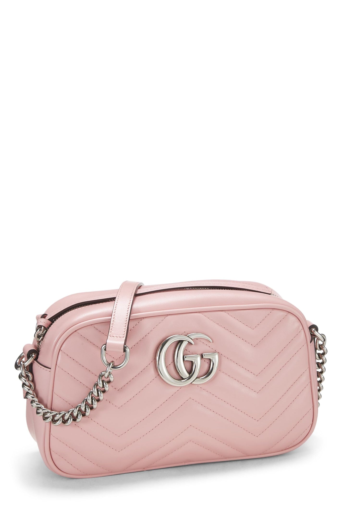 Gucci, Pink Leather GG Marmont Crossbody Bag Small, Pink