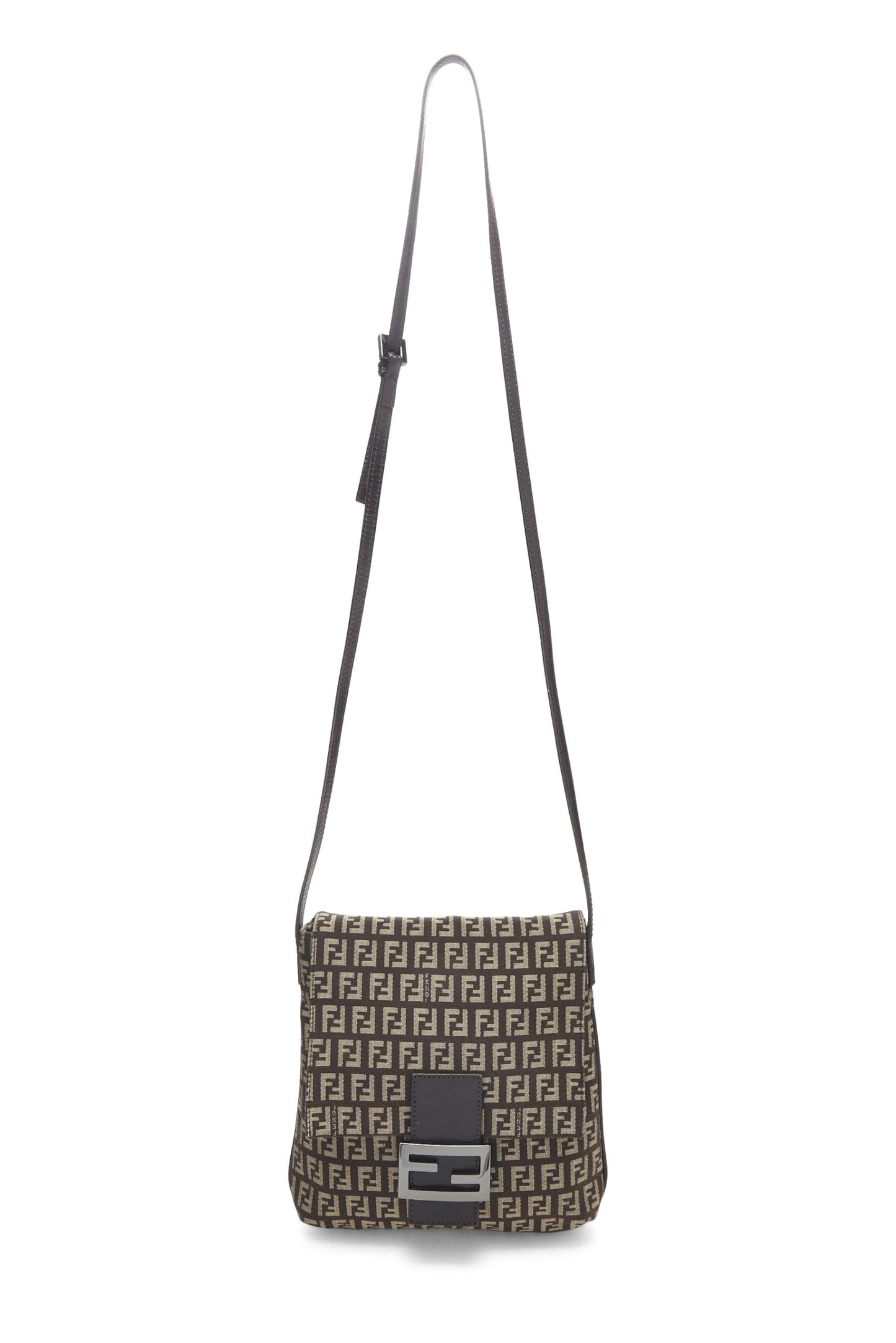 Fendi, Brown Zucchino Canvas Messenger Small, Brown