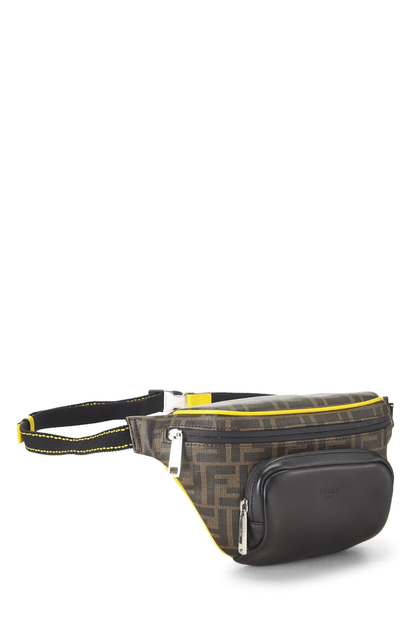 Fendi, Black Zucca Coated Canvas Waist Pouch, Yellow