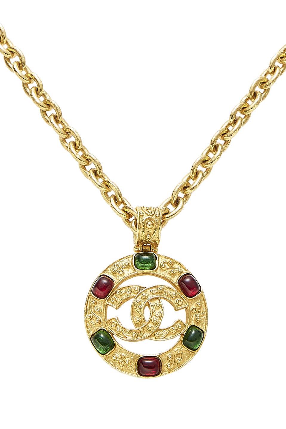 Chanel, Gold & Multicolor Gripoix Filigree Necklace Large, Gold