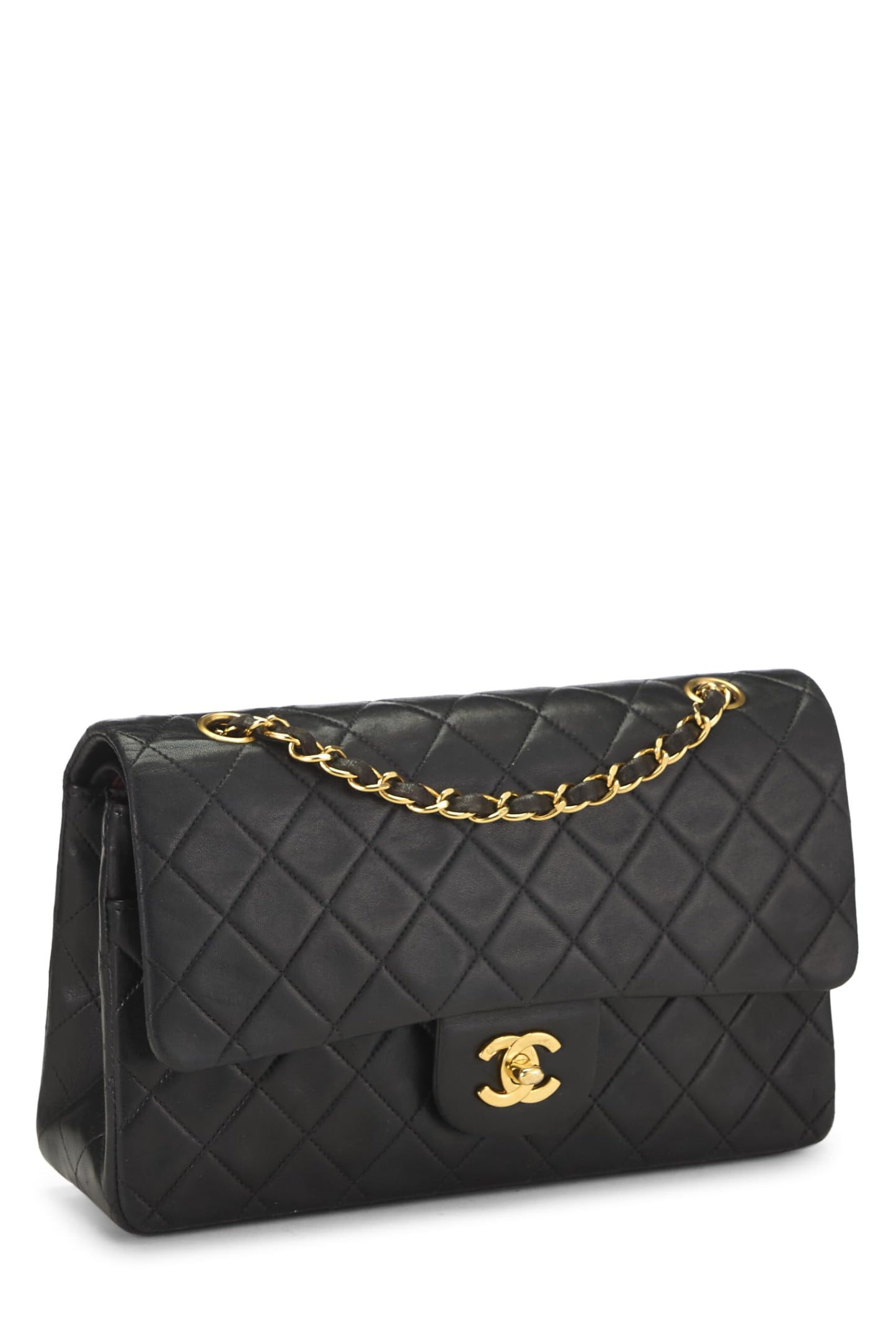 Chanel, Black Quilted Lambskin Classic Double Flap Medium, Black