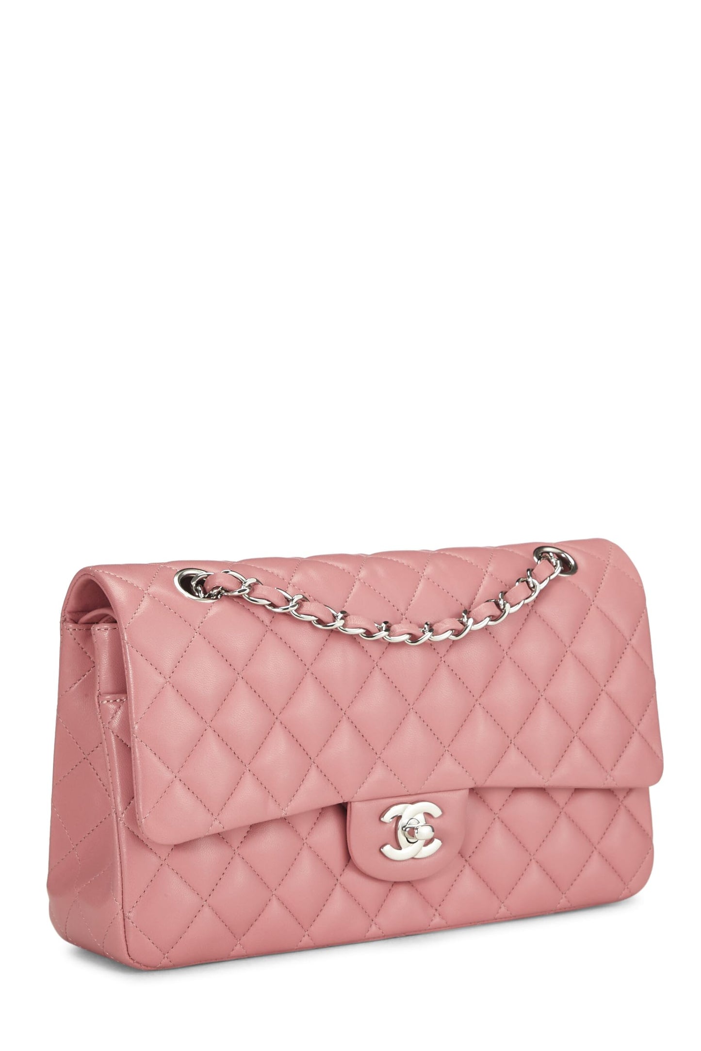 Chanel, Pink Quilted Lambskin Classic Double Flap Medium, Pink