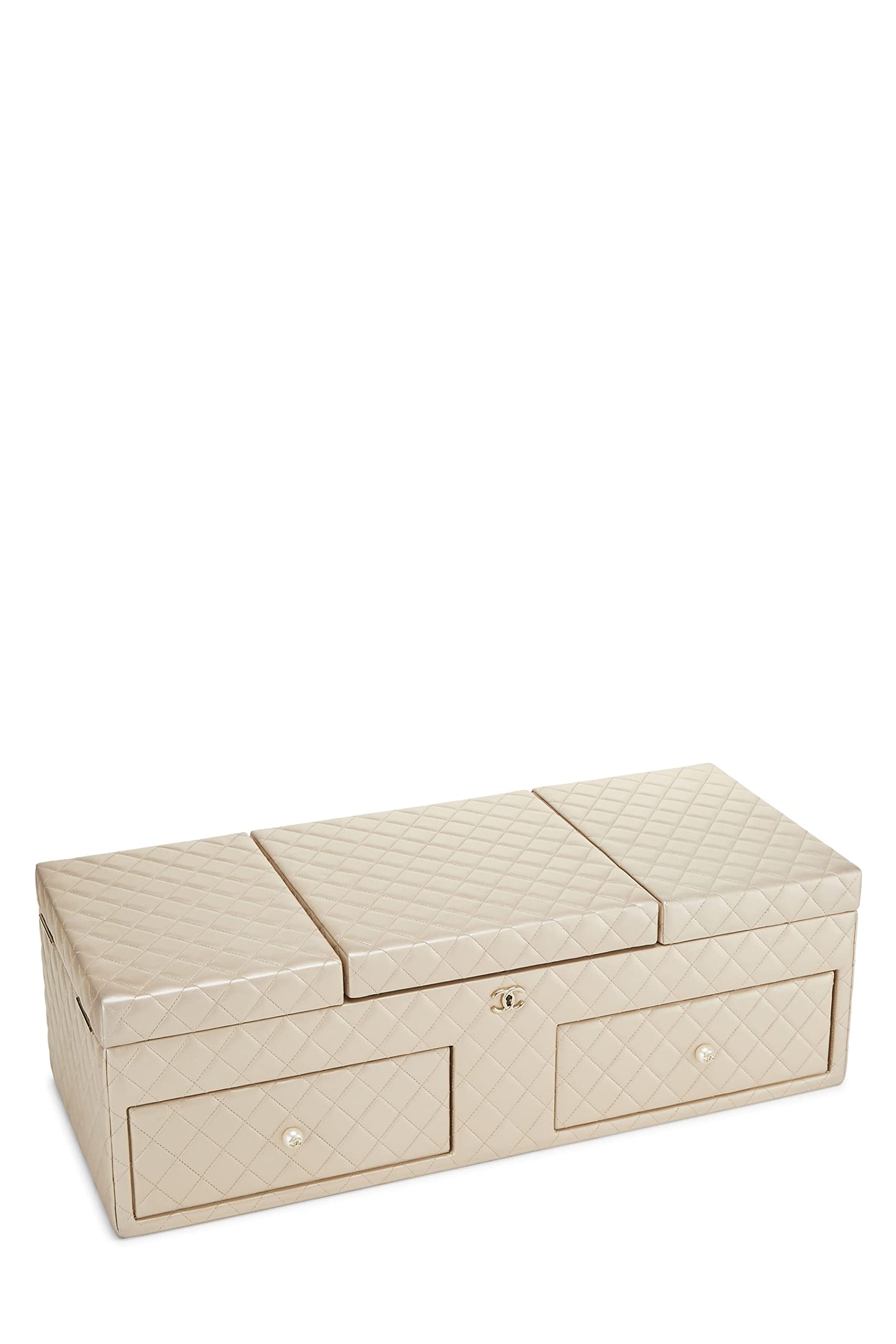 Chanel, Beige Quilted Lambskin Jewelry Chest Large, White