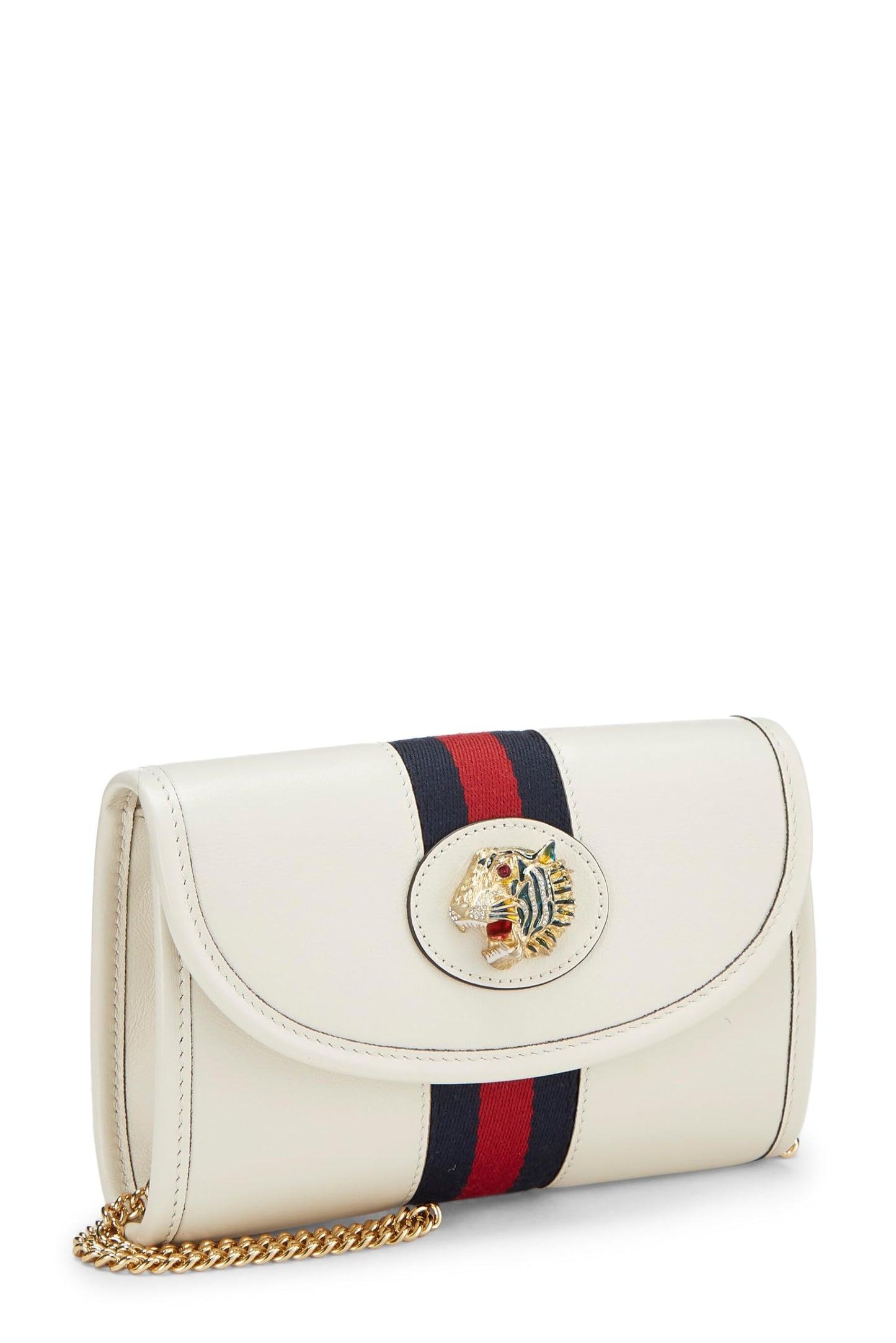 Gucci, White Leather Web Rajah Shoulder Bag Mini, White