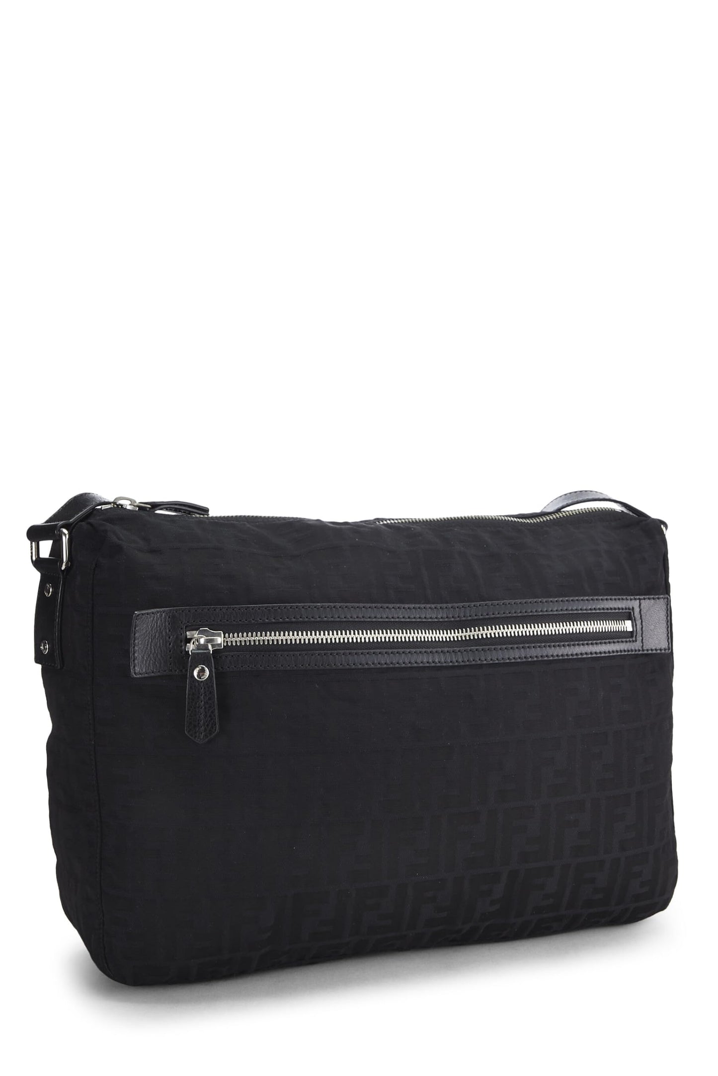 Fendi, Black Zucca Canvas Messenger Bag, Black