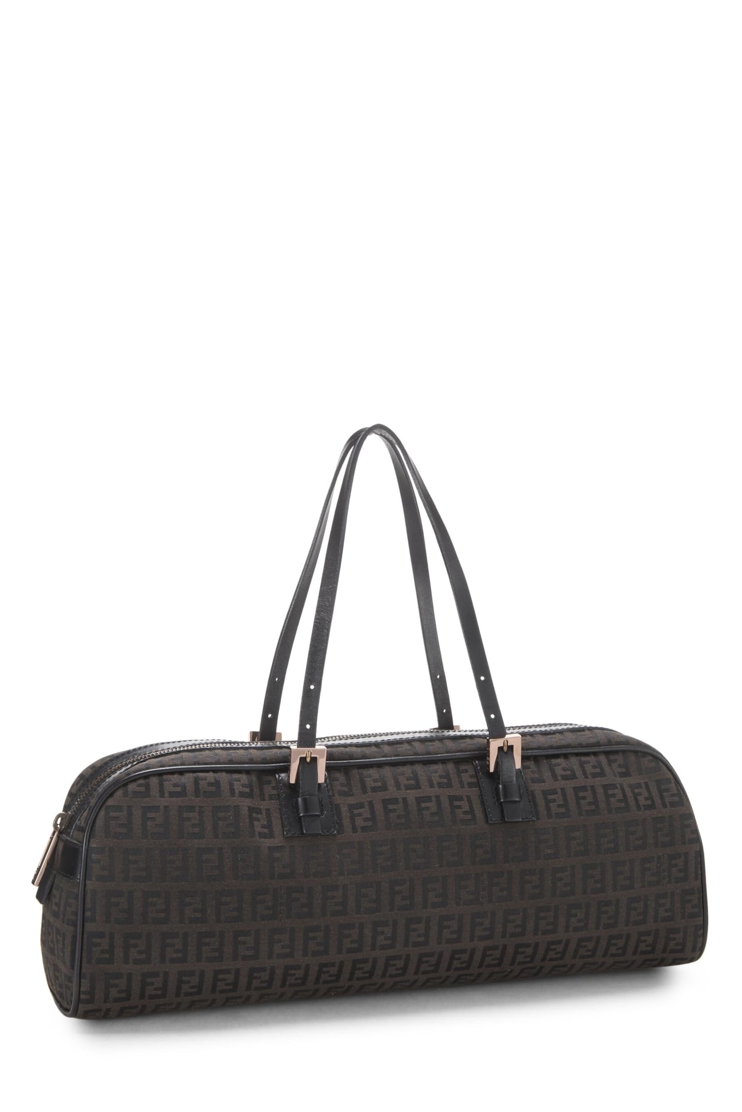Fendi, Brown Zucchino Canvas Handbag Long, Black