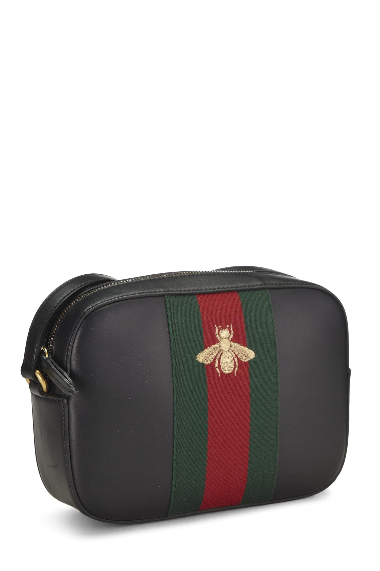 Gucci, Black Leather Webby Shoulder Bag Small, Black