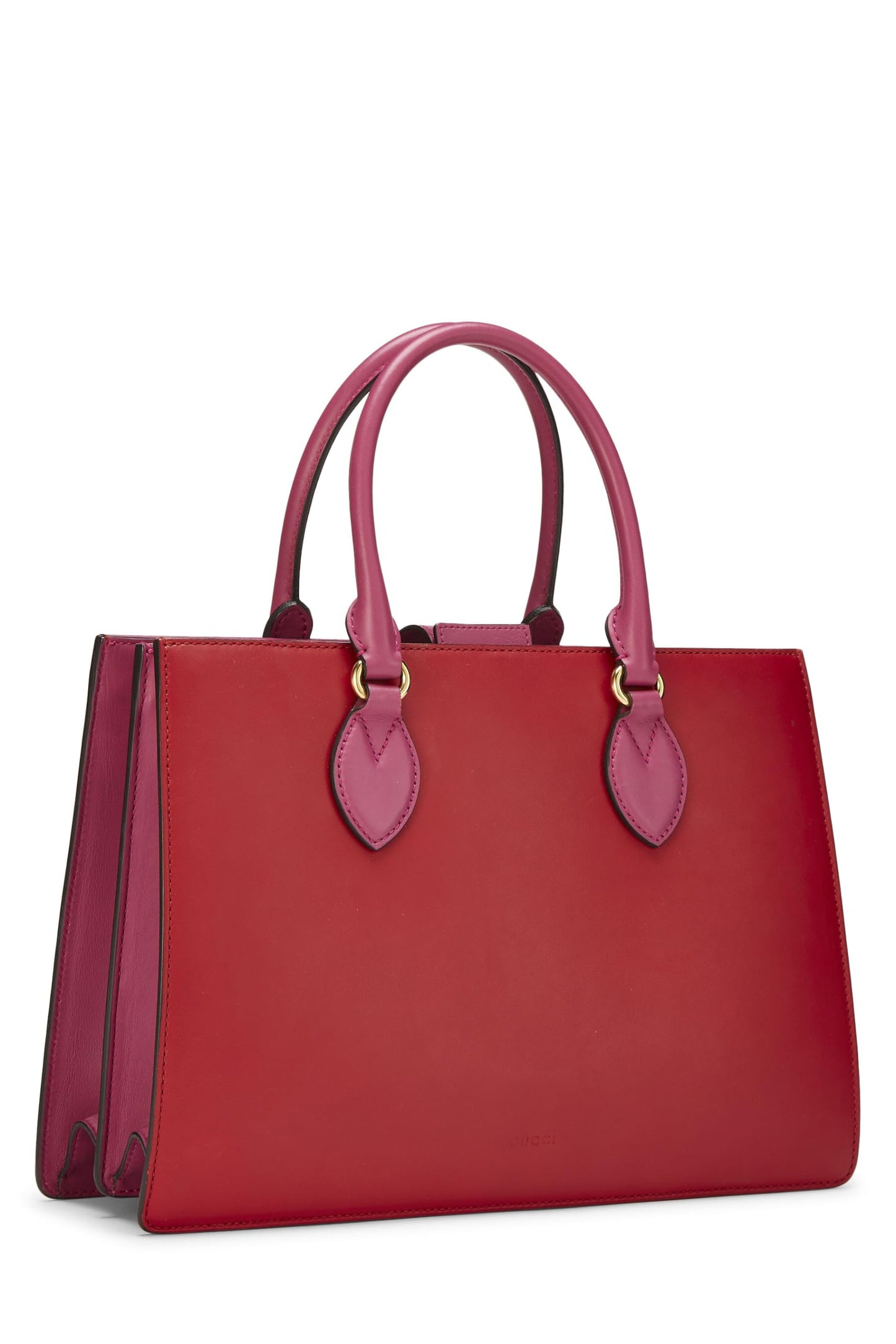 Gucci, Pink & Red Leather Top Handle Tote, Multi