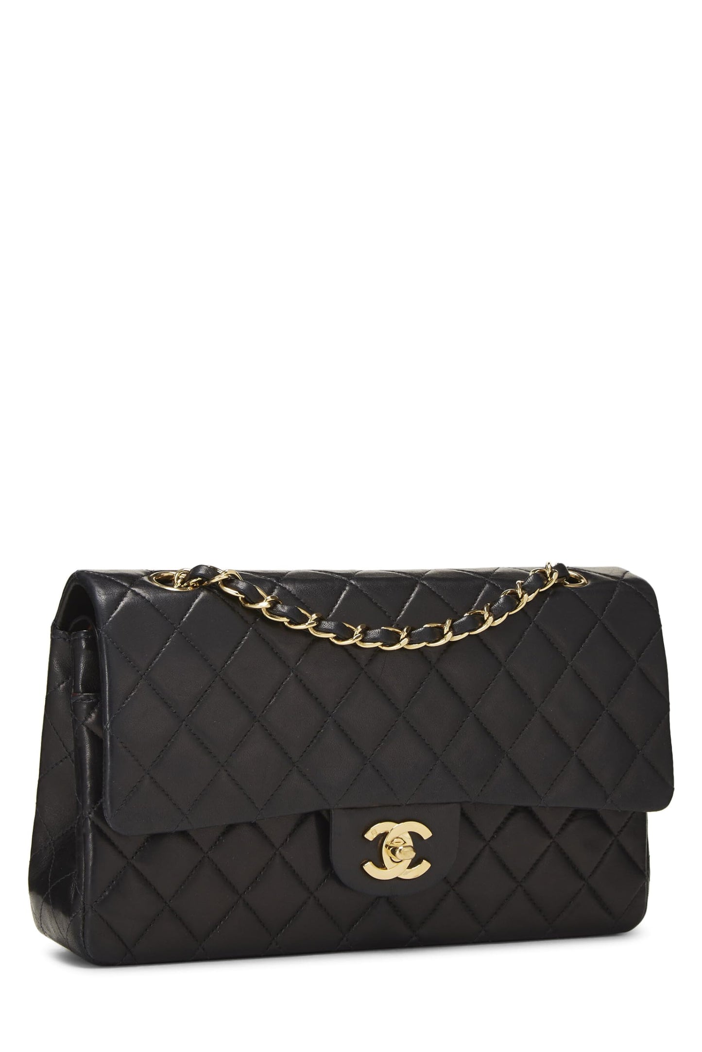 Chanel, Black Quilted Lambskin Classic Double Flap Medium, Black