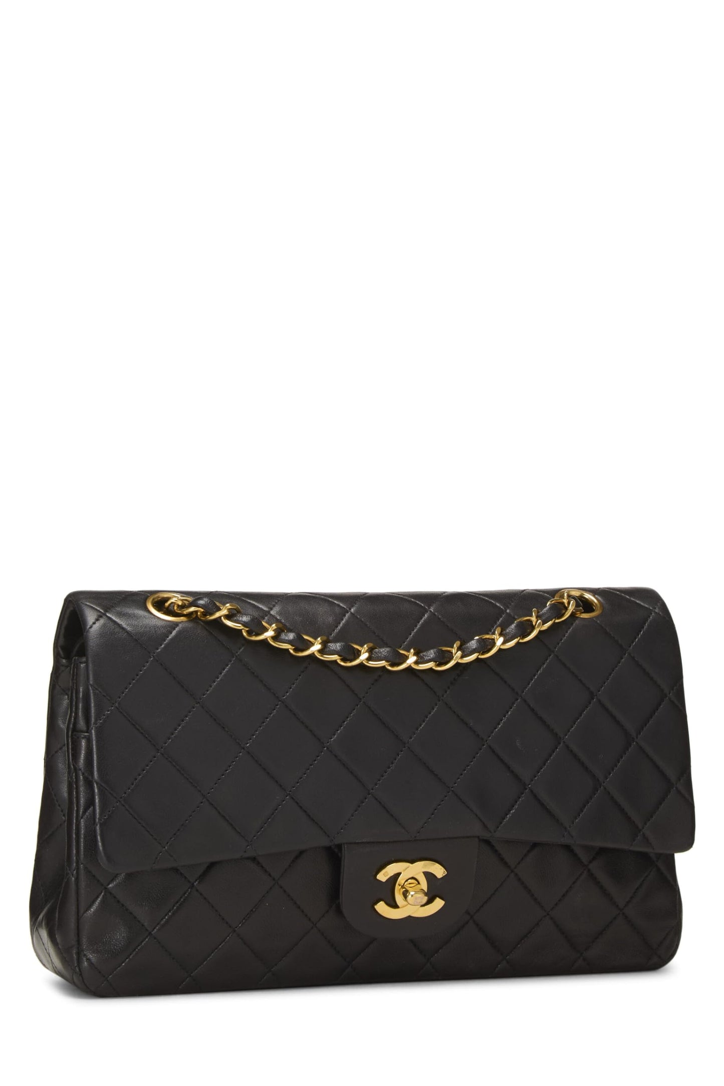 Chanel, Black Quilted Lambskin Classic Double Flap Medium, Black