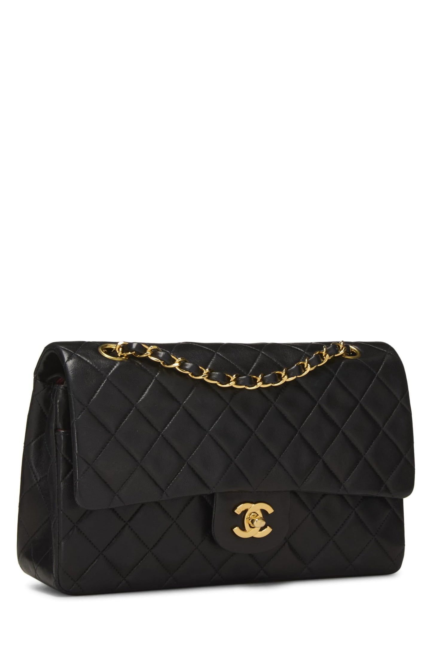 Chanel, Black Quilted Lambskin Classic Double Flap Medium, Black