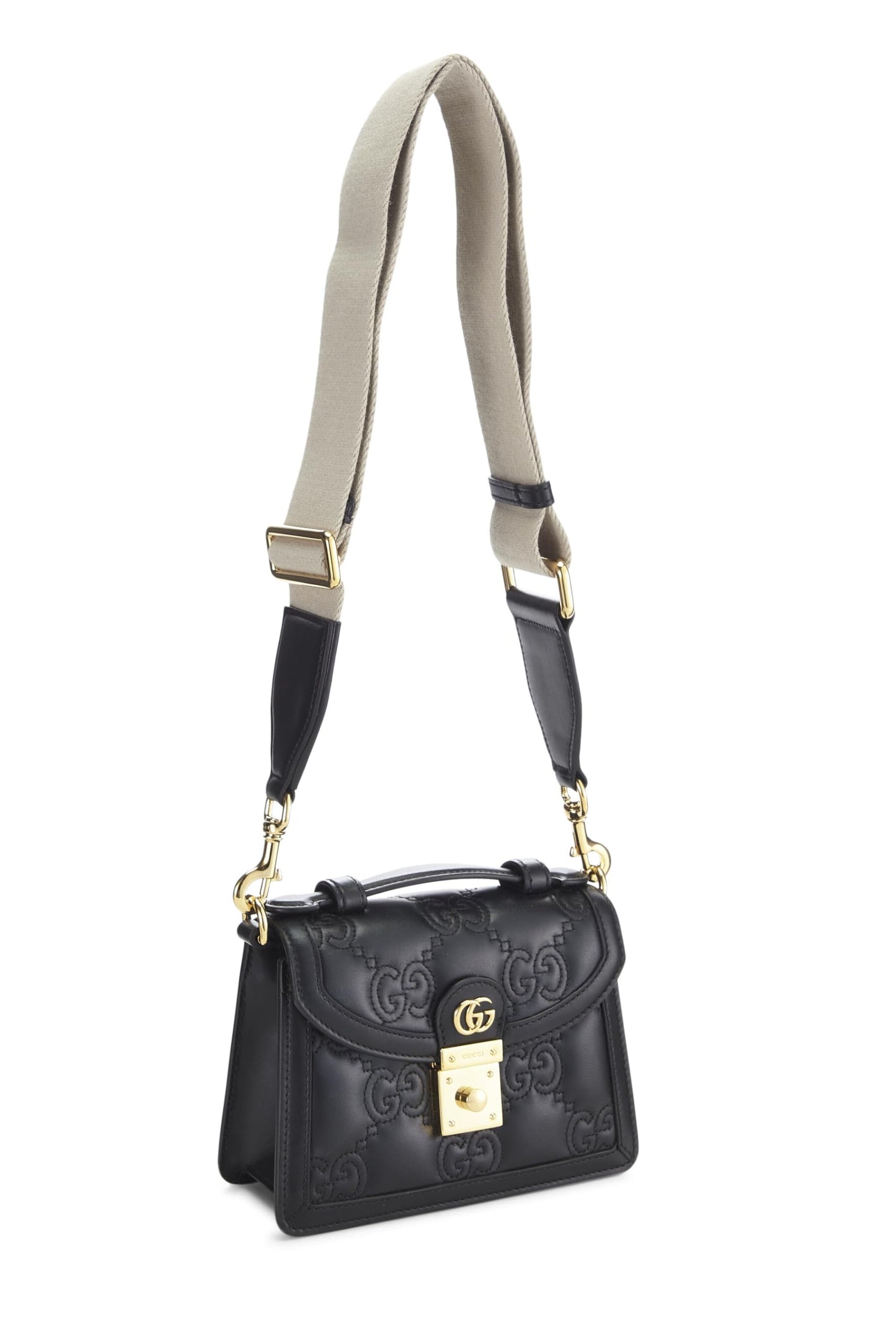 Gucci, Black GG Matelassé Leather Top Handle Small, Black