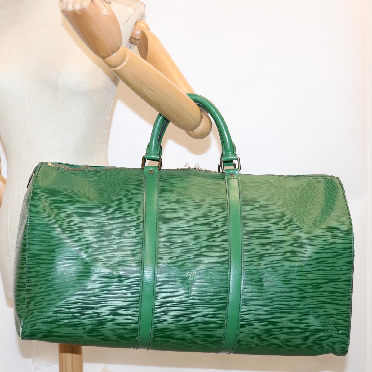LOUIS VUITTON Epi Keepall 50 Boston Bag Green M42964 LV 64117