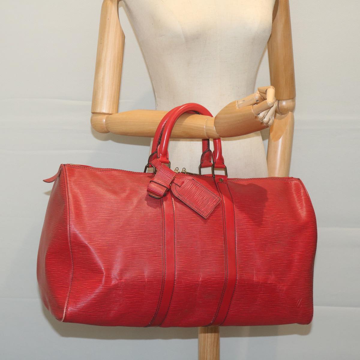 LOUIS VUITTON Epi Keepall 45 Boston Bag Red M42977 LV 64610