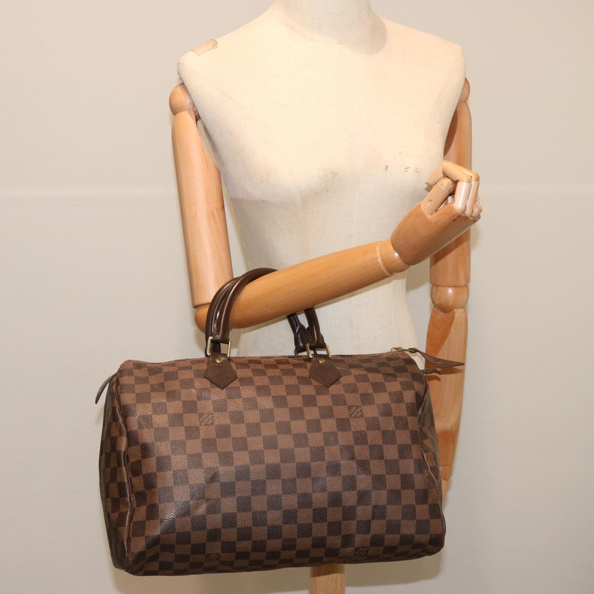 LOUIS VUITTON Damier Ebene Speedy 35 Hand Bag N41363 LV 70276