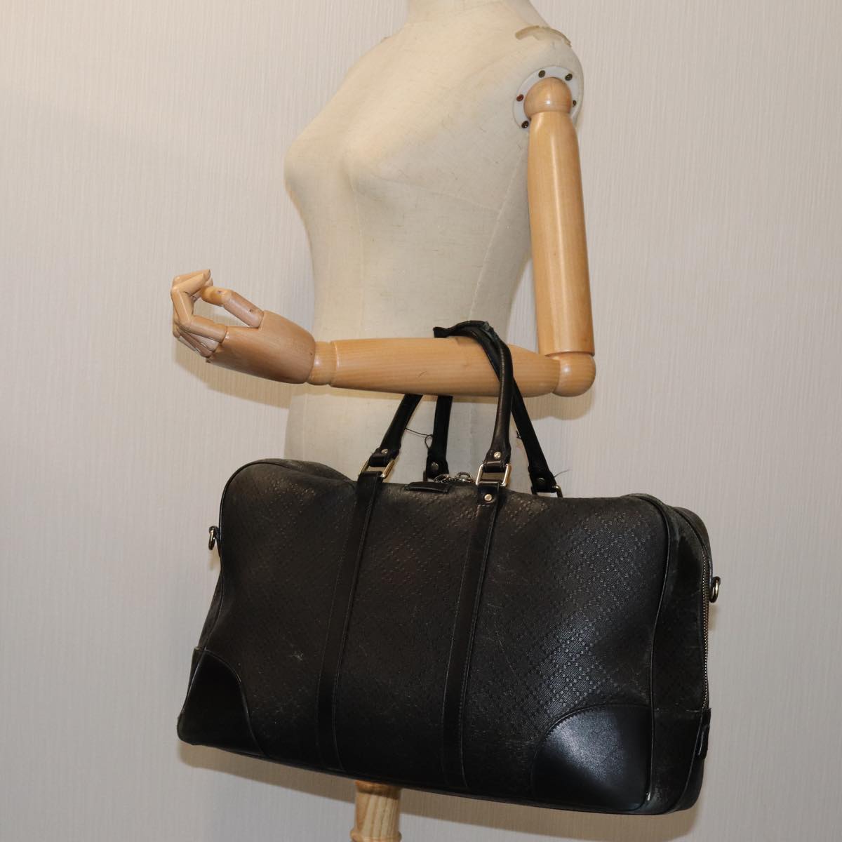 GUCCI Diamante Boston Bag Canvas Black 353394 70683