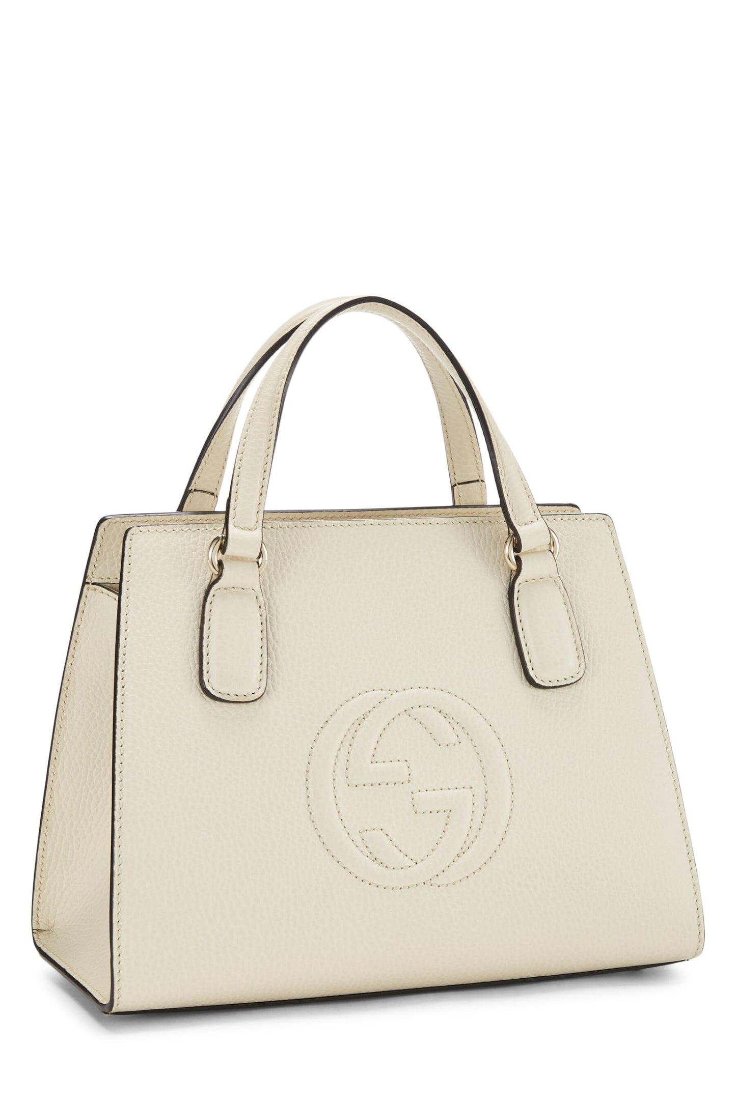 Gucci, Cream Grained Leather Soho Handbag, White