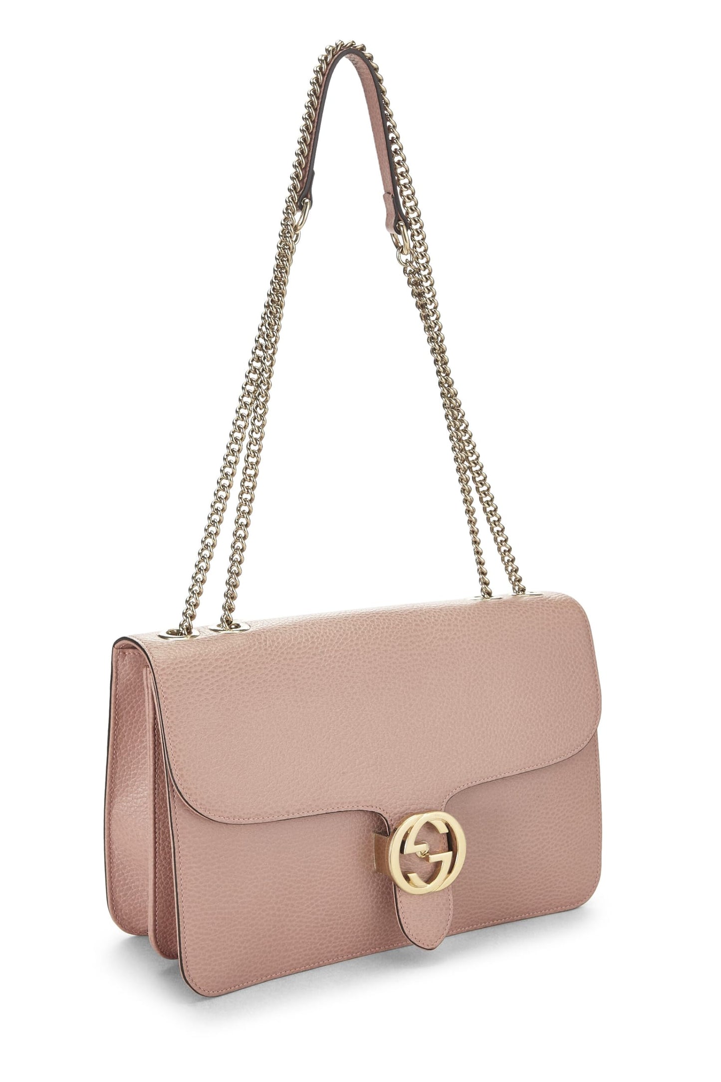 Gucci, Pink Leather Interlocking GG Crossbody Bag, Pink