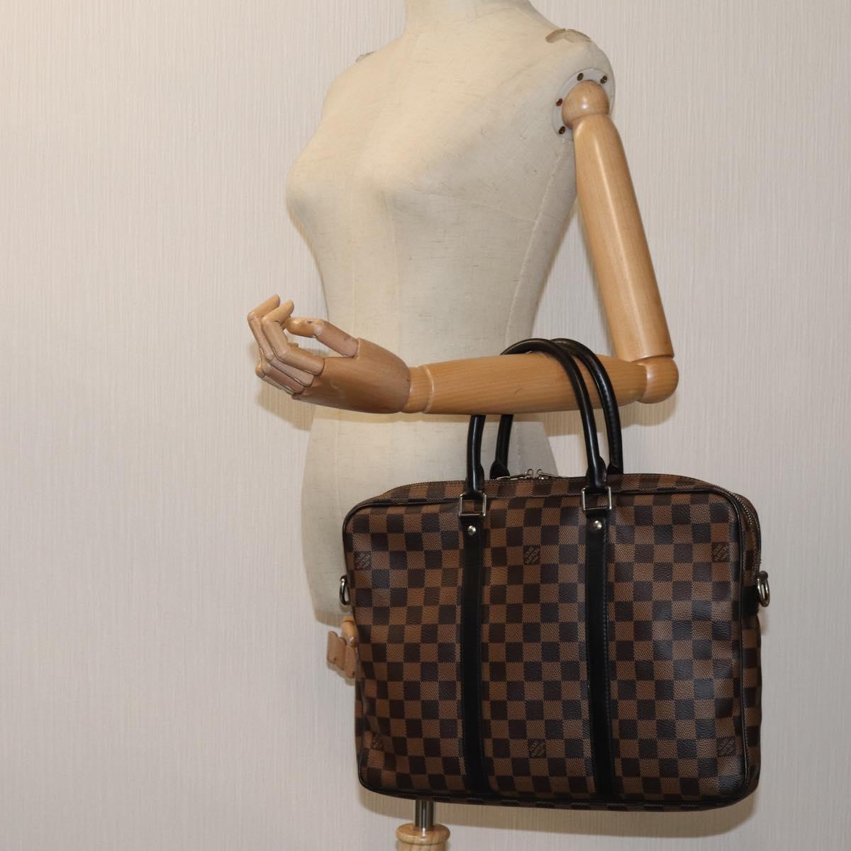 LOUIS VUITTON Damier Ebene Porte Documents Voyage PM Bag 2way N41466 71037