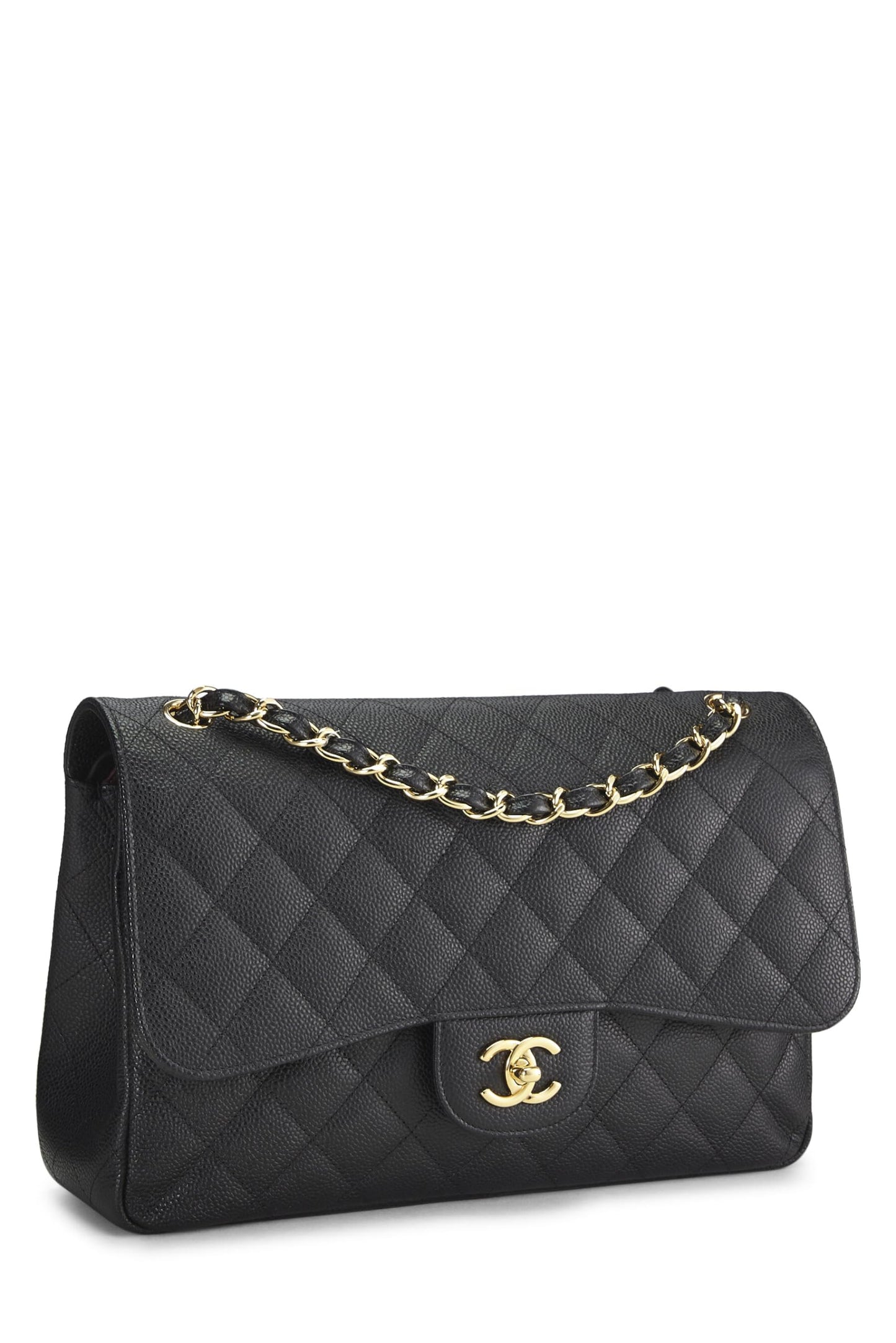 Chanel, Black Quilted Caviar New Classic Double Flap Jumbo, Black