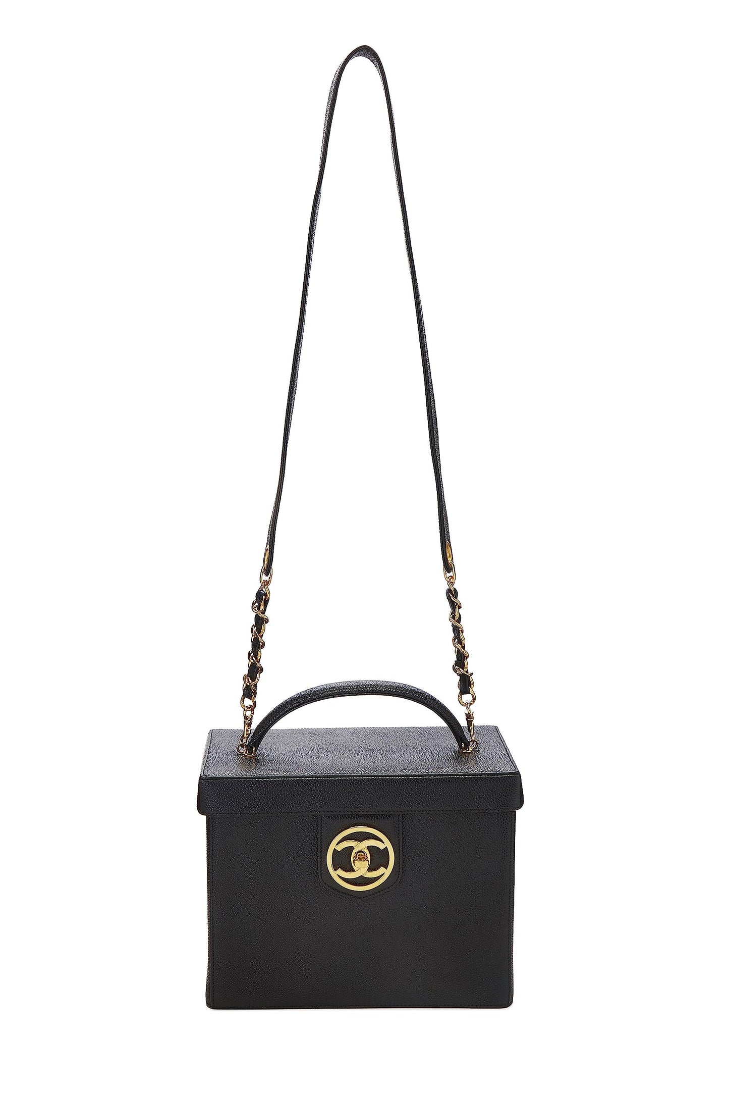 Chanel, Black Caviar Circle 'CC' Vanity Large, Black