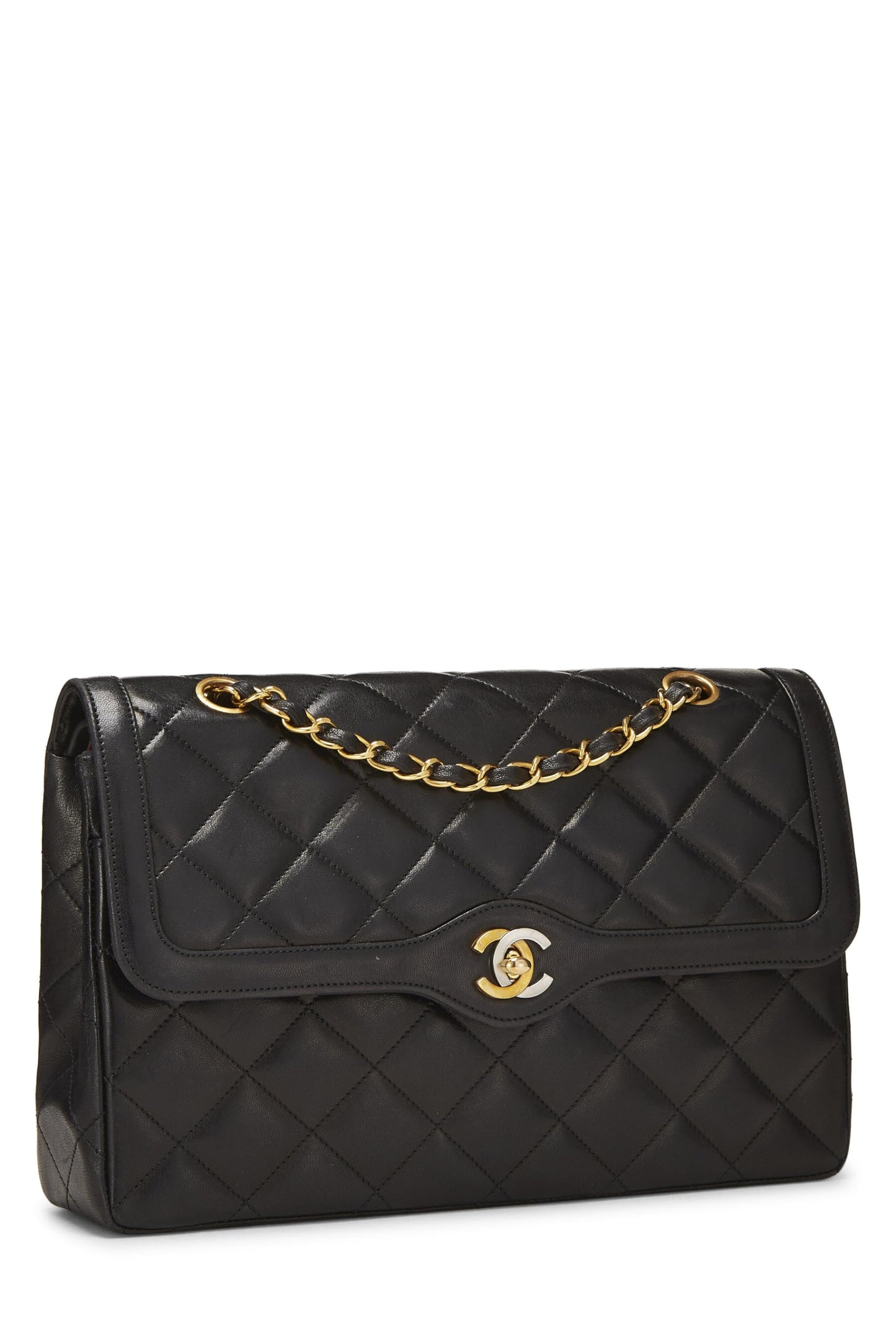 Chanel, Black Quilted Lambskin Paris Limited Double Flap Jumbo, Black