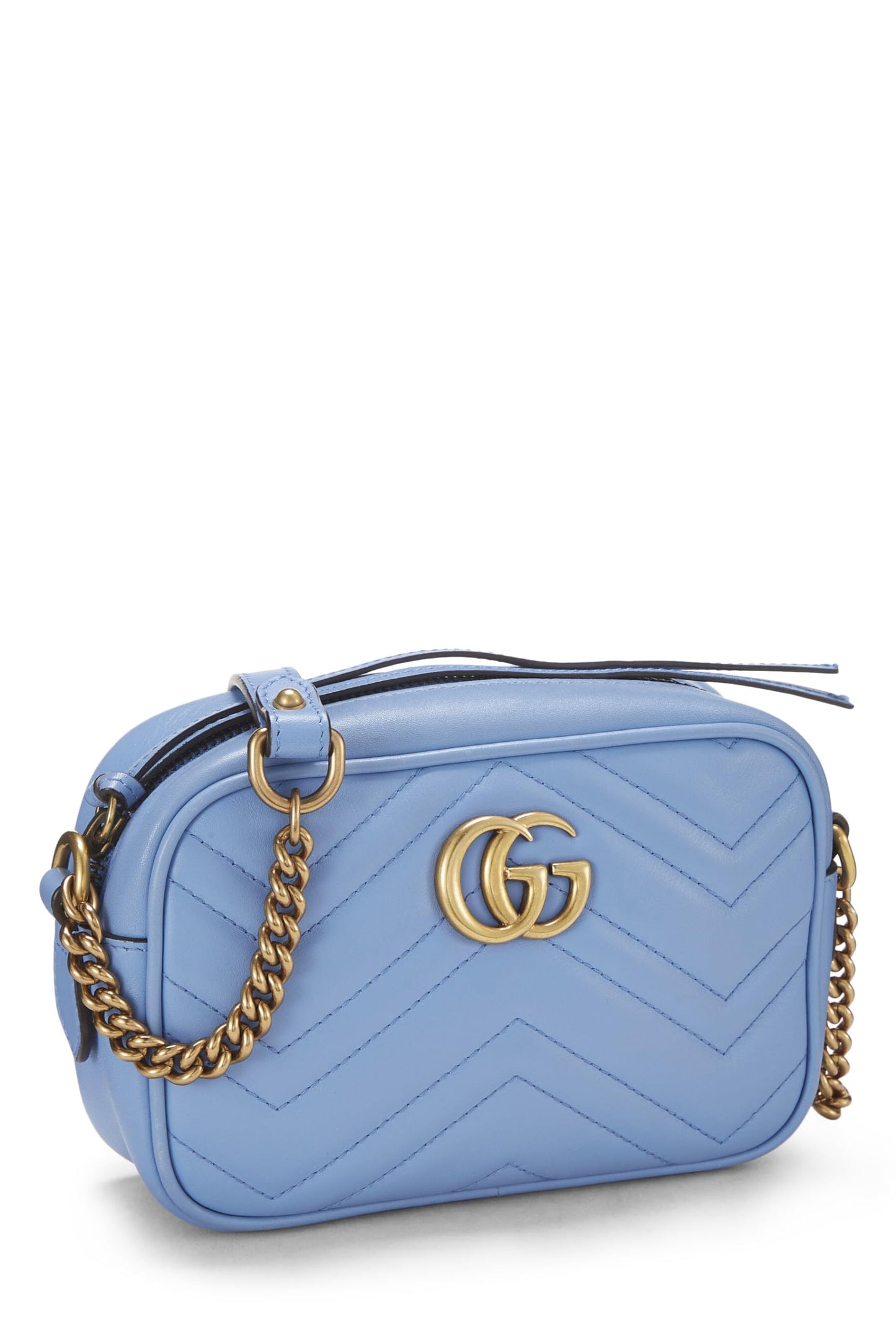 Gucci, Blue Leather GG Marmont Crossbody Mini, Blue