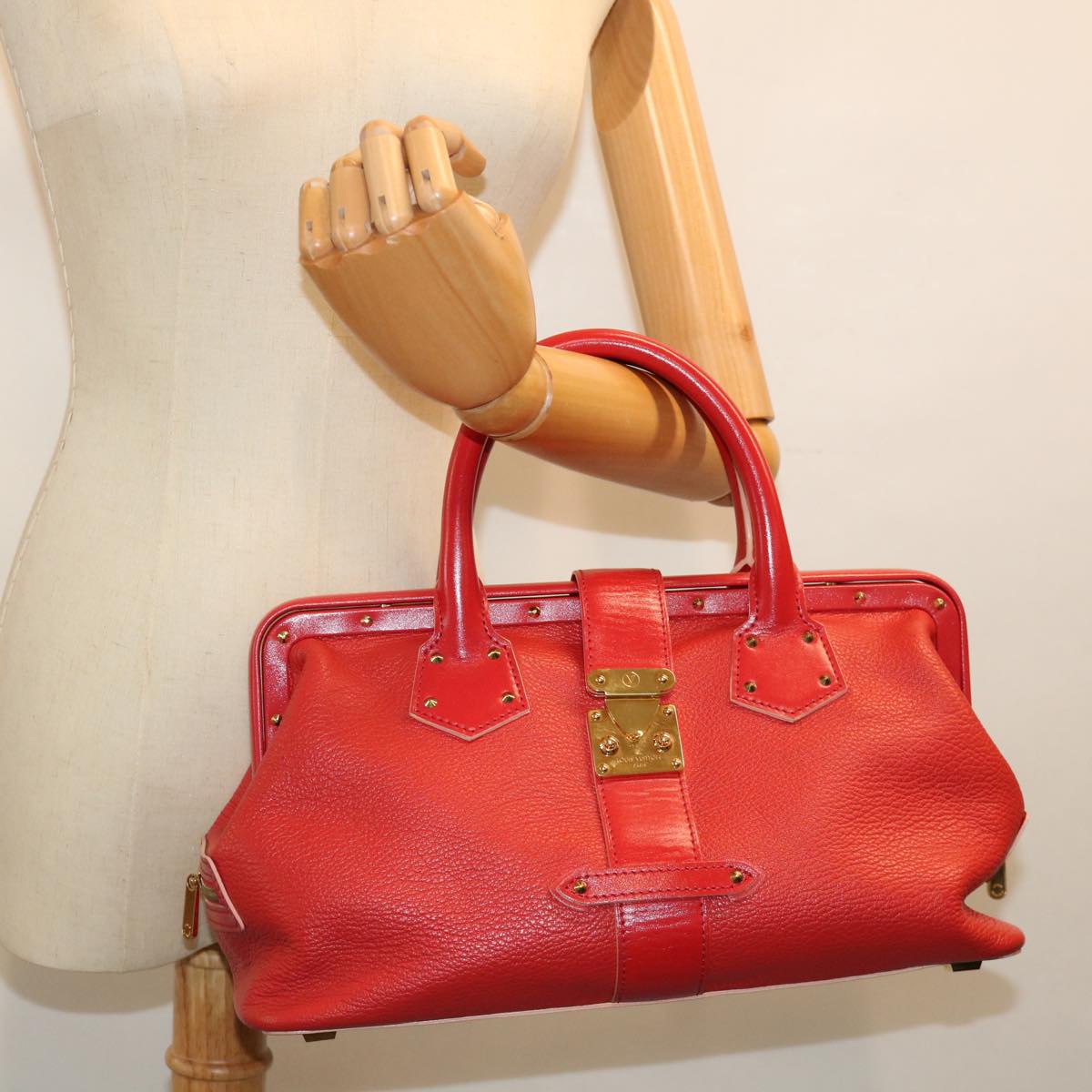 LOUIS VUITTON Suhari Angenu PM Hand Bag Leather Geranium M91843 LV 71249