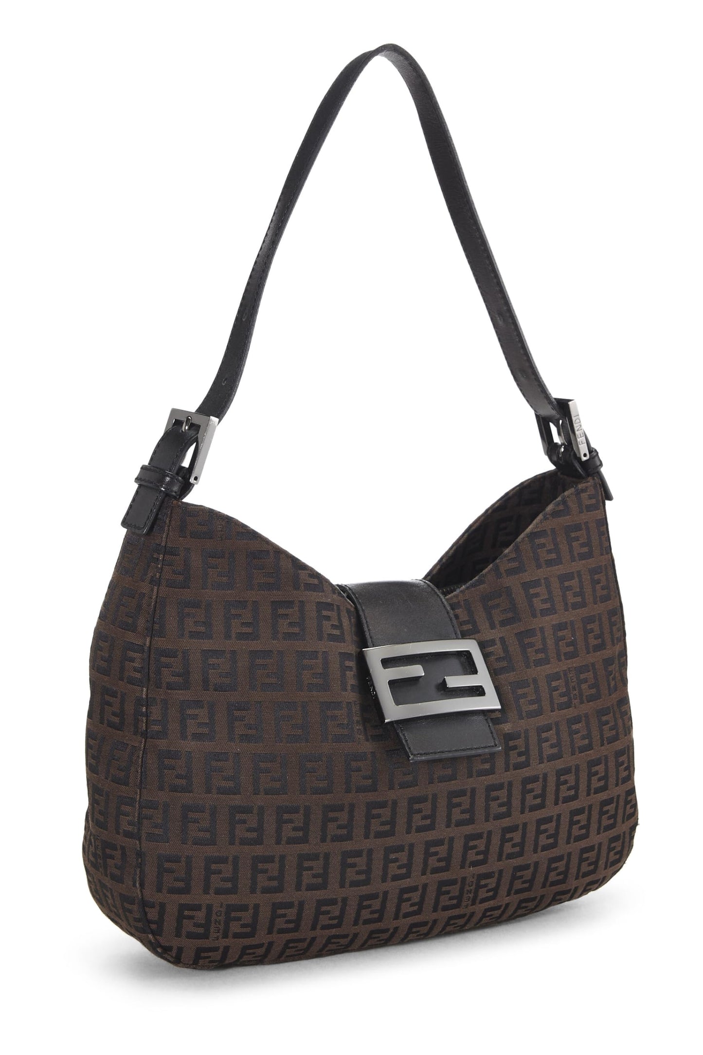 Fendi, Brown Zucchino Canvas Shoulder Bag, Brown