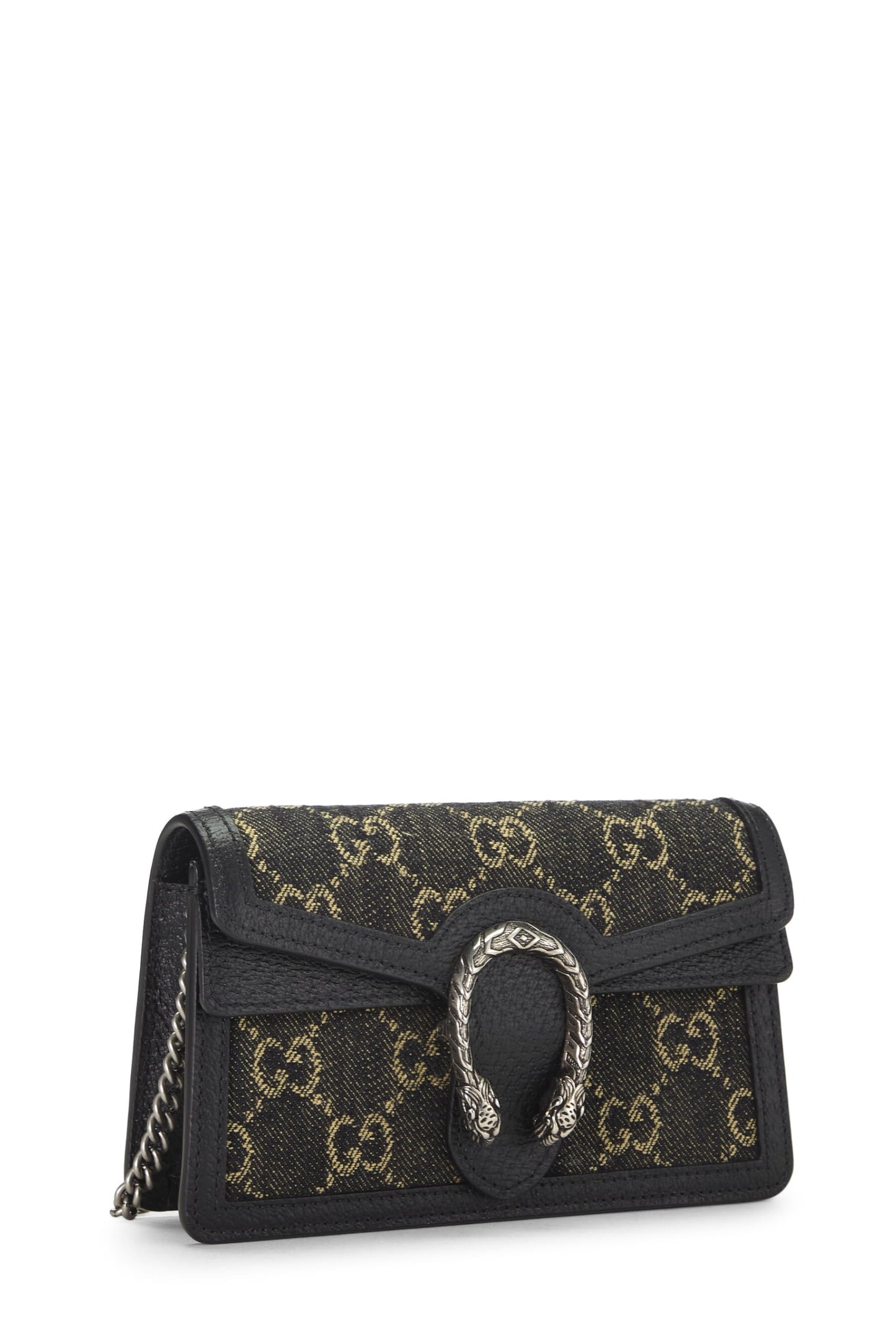 Gucci, Black Denim Dionysus Shoulder Bag Super Mini, Black