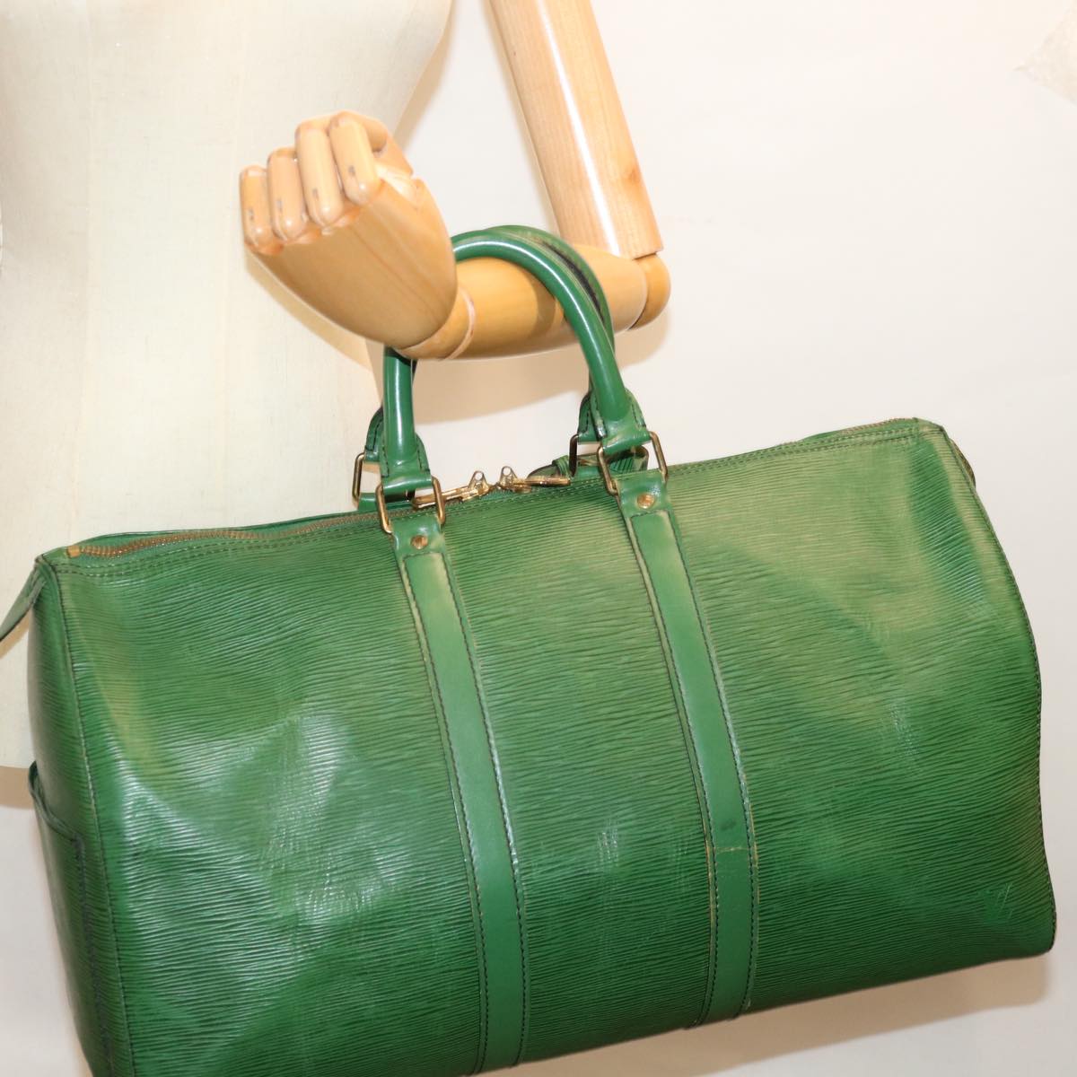 LOUIS VUITTON Epi Keepall 45 Boston Bag Green M42974 LV 71344