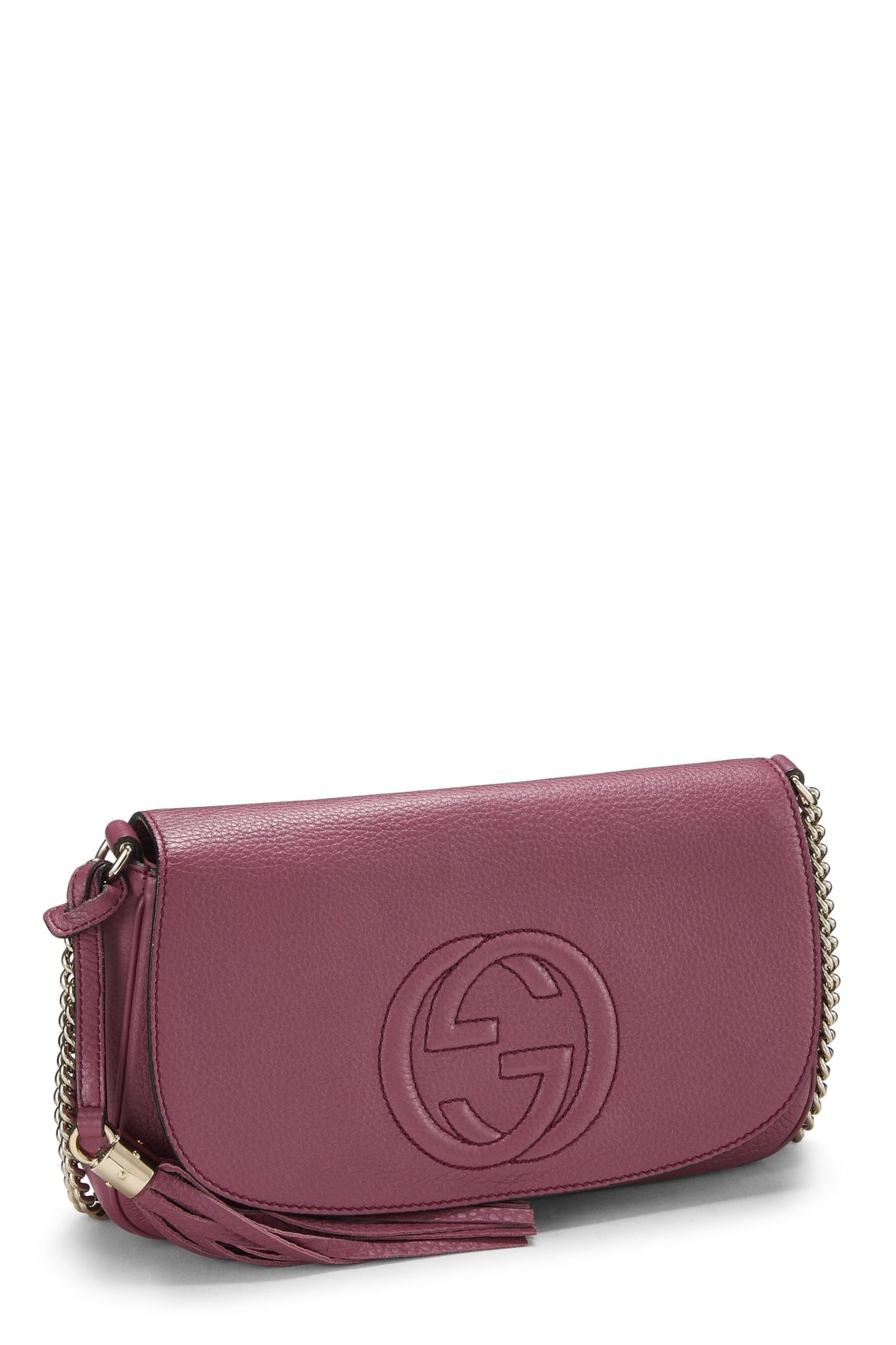Gucci, Purple Grained Leather Soho Chain Flap Crossbody, Purple