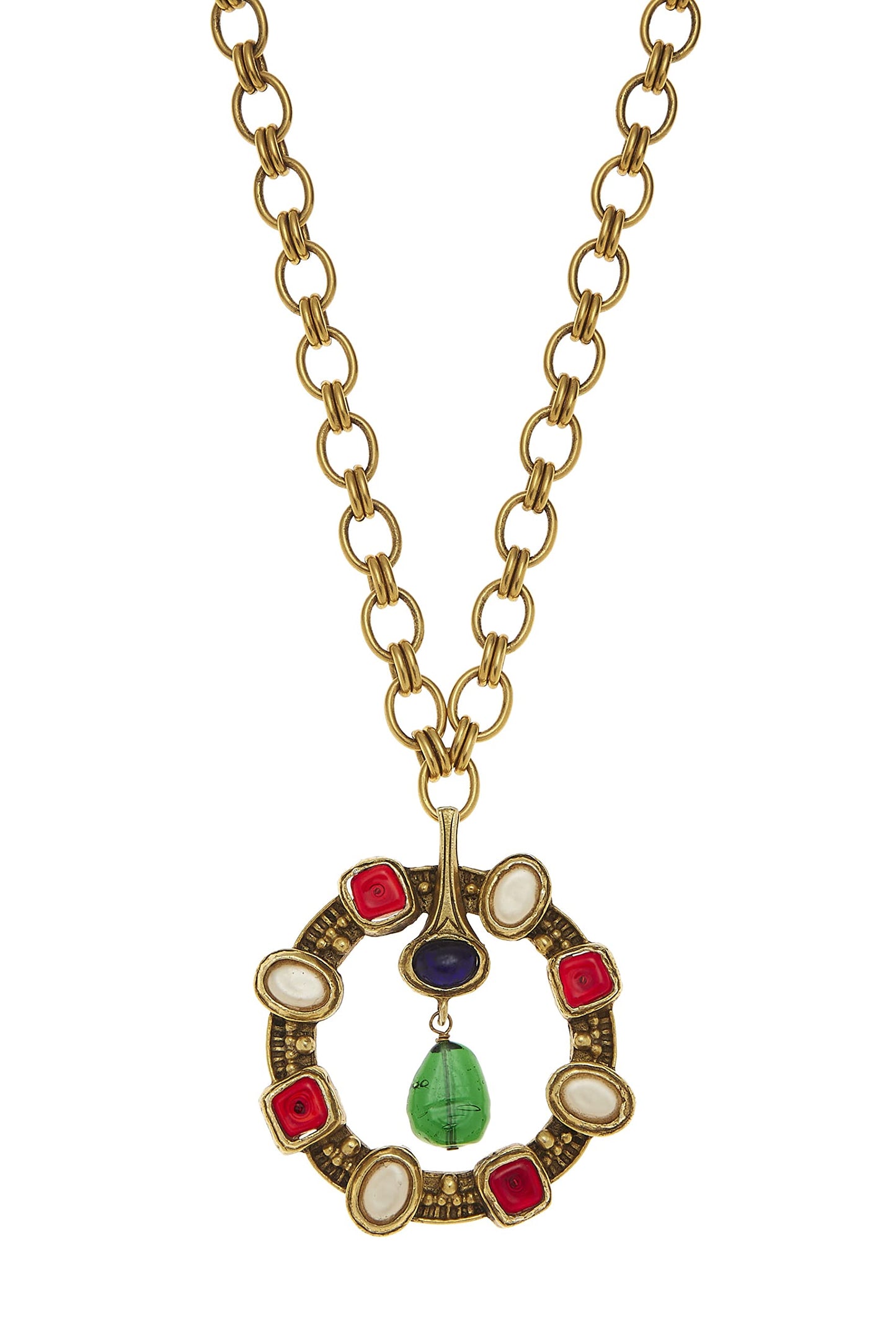 Chanel, Gold & Multi Gripoix Pendant Necklace, Multi